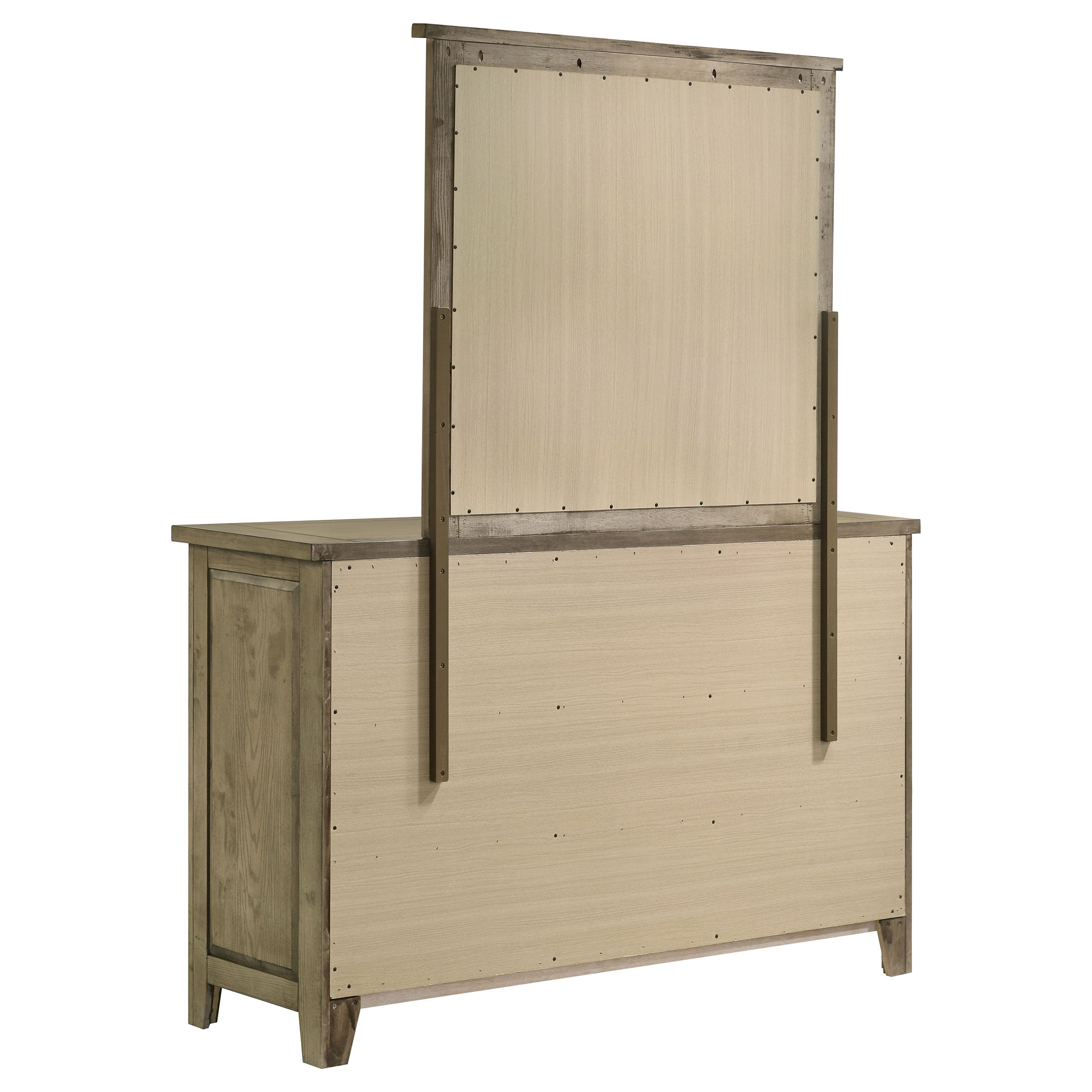 Hazlewood 6-drawer Bedroom Dresser with Mirror Vineyard Oak — view 6
