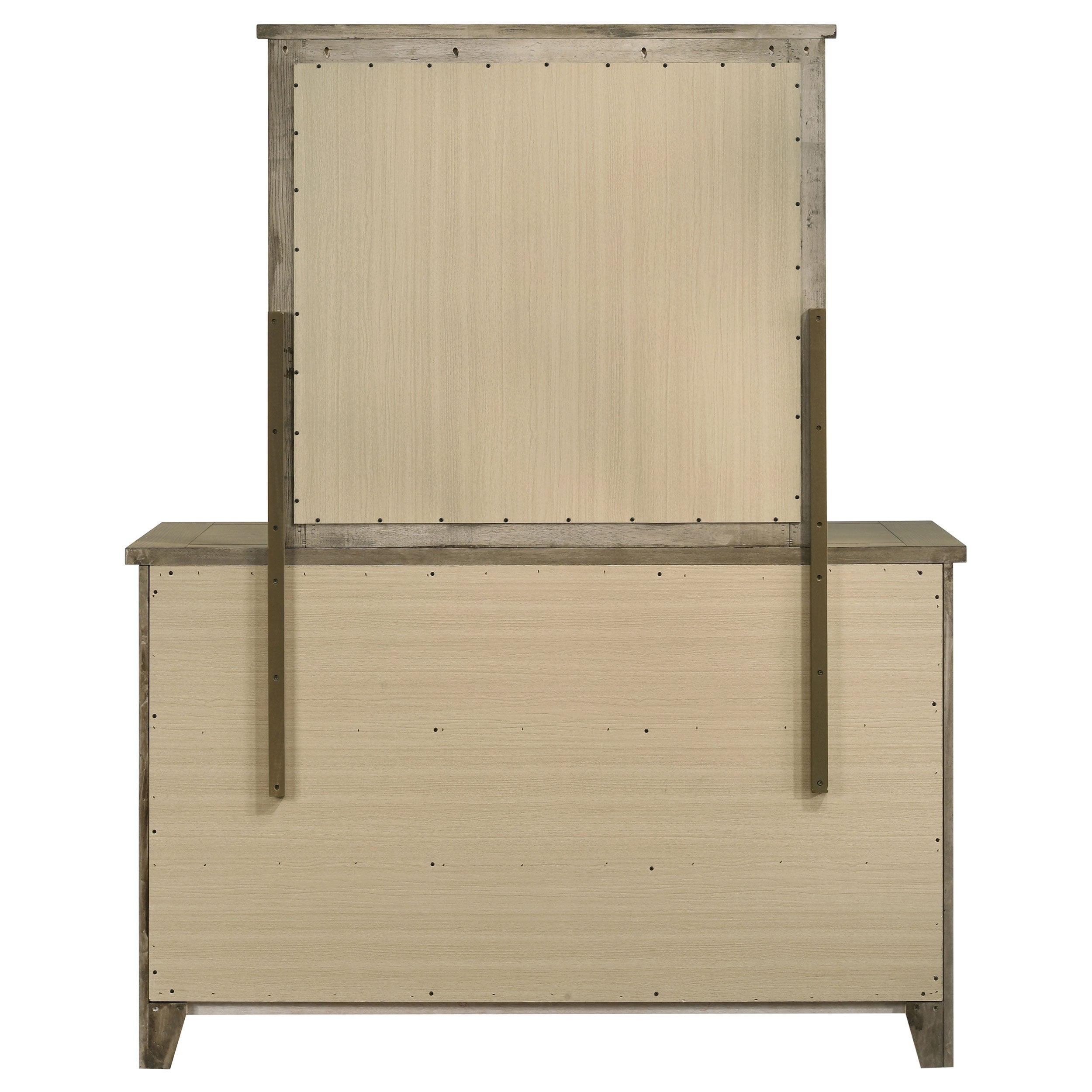 Hazlewood 6-drawer Bedroom Dresser with Mirror Vineyard Oak — view 7
