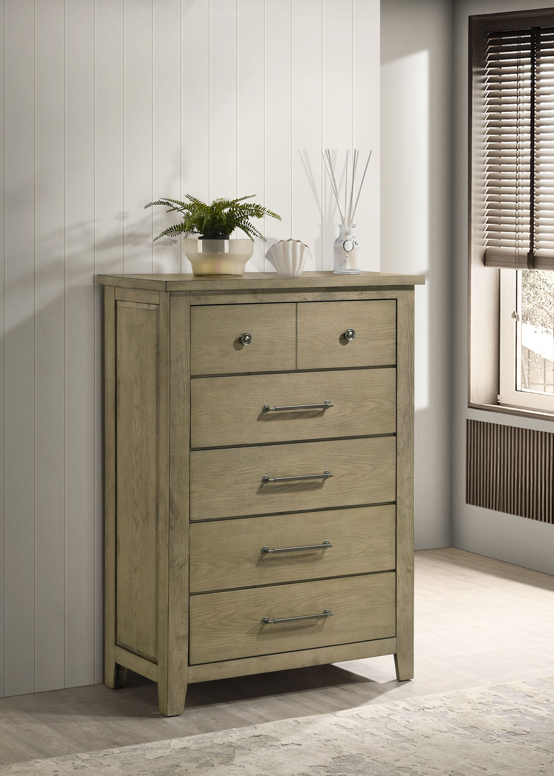 Hazlewood 5-drawer Bedroom Chest of Drawers Vineyard Oak — view 2