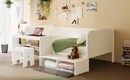 Daybed With Storage Shelves And Lockers, Multi Functional Bed With Study Desk And Matching Stool