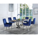 Cambrie - Dining Table With Engineered Stone Top - Engineered Stone Top & Mirrored Silver