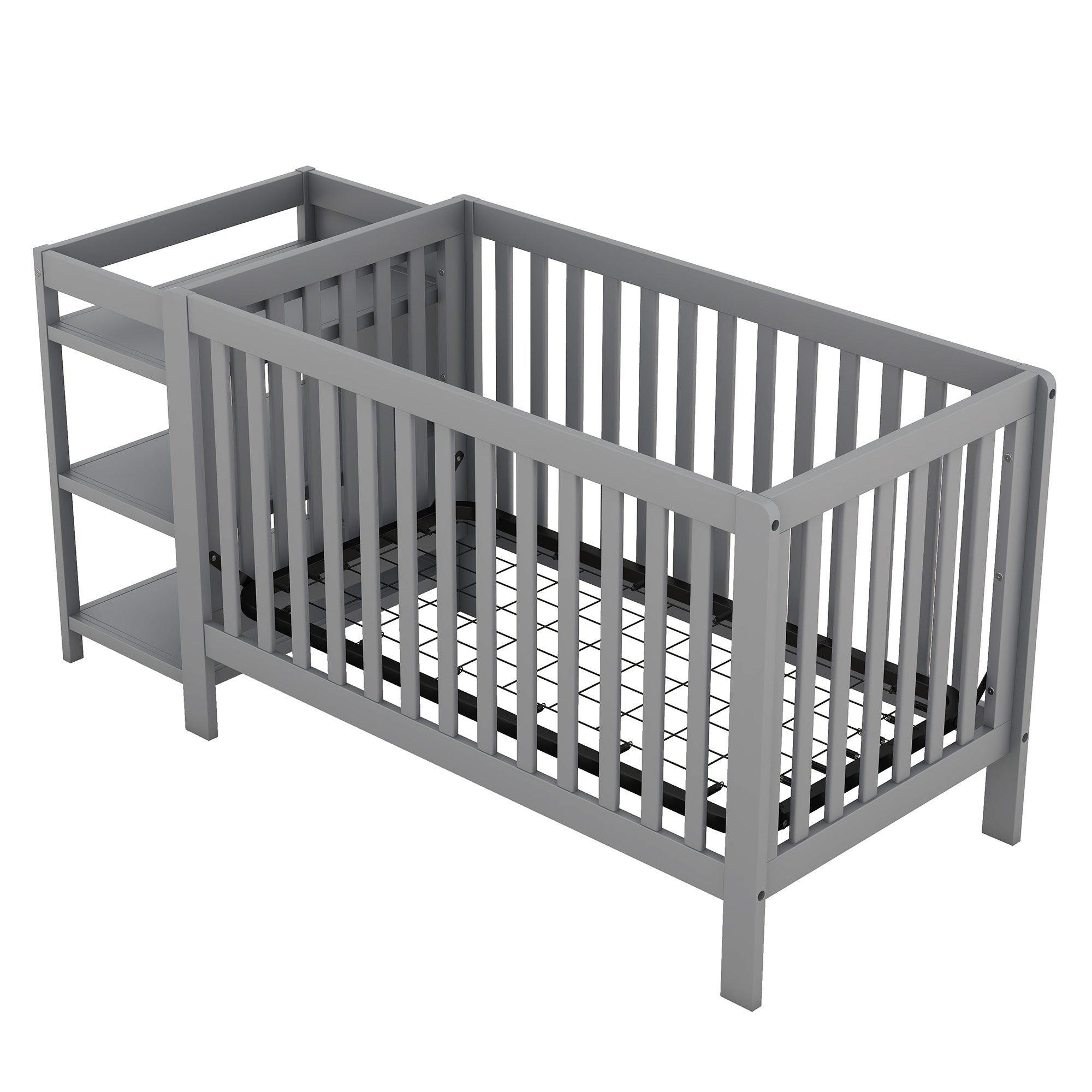 Convertible Crib/Full Size Bed with Changing Table, Gray - Atlantic Fine Furniture Melbourne FL