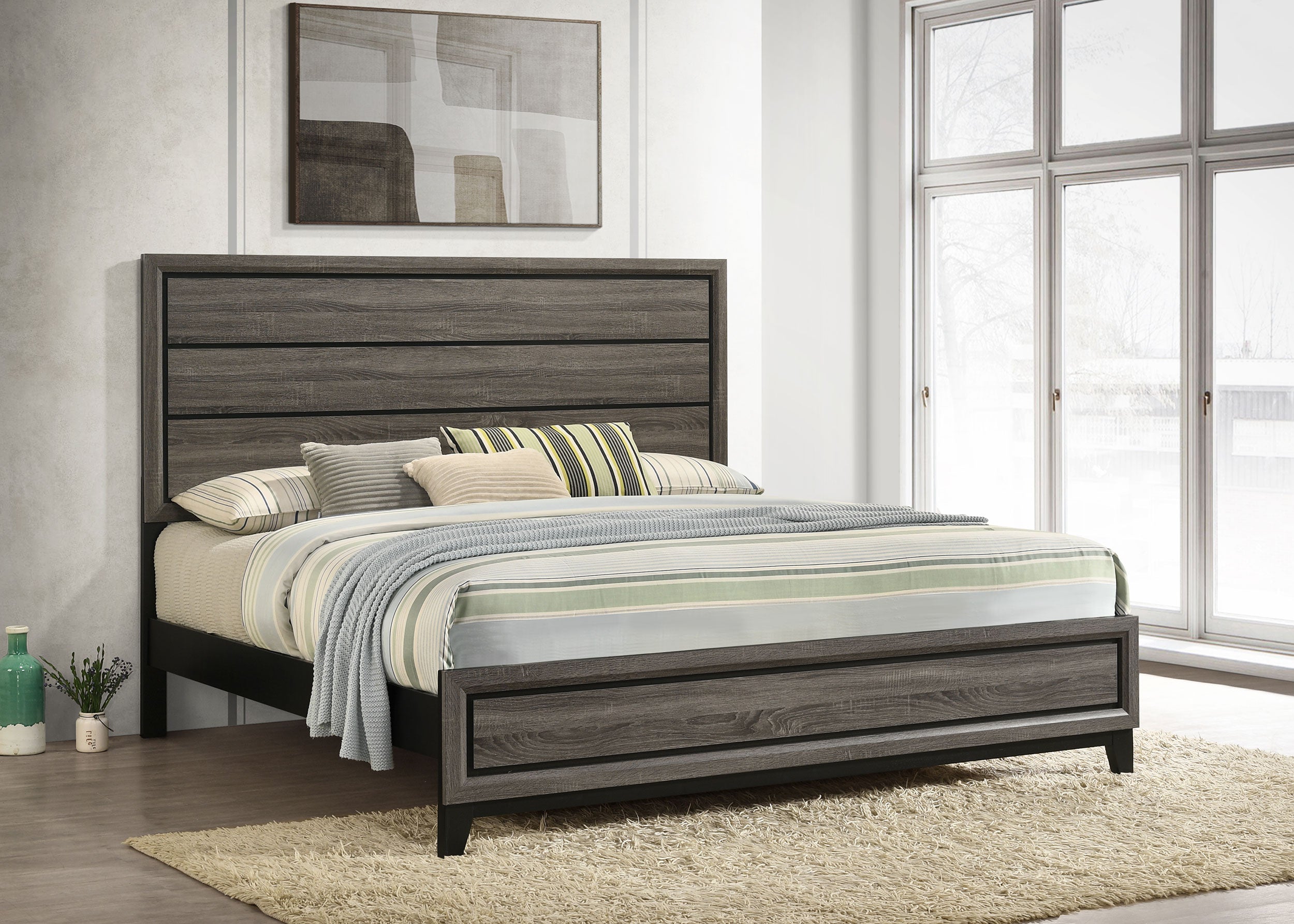 Watson Wood Eastern King Panel Bed Grey Oak — view 2