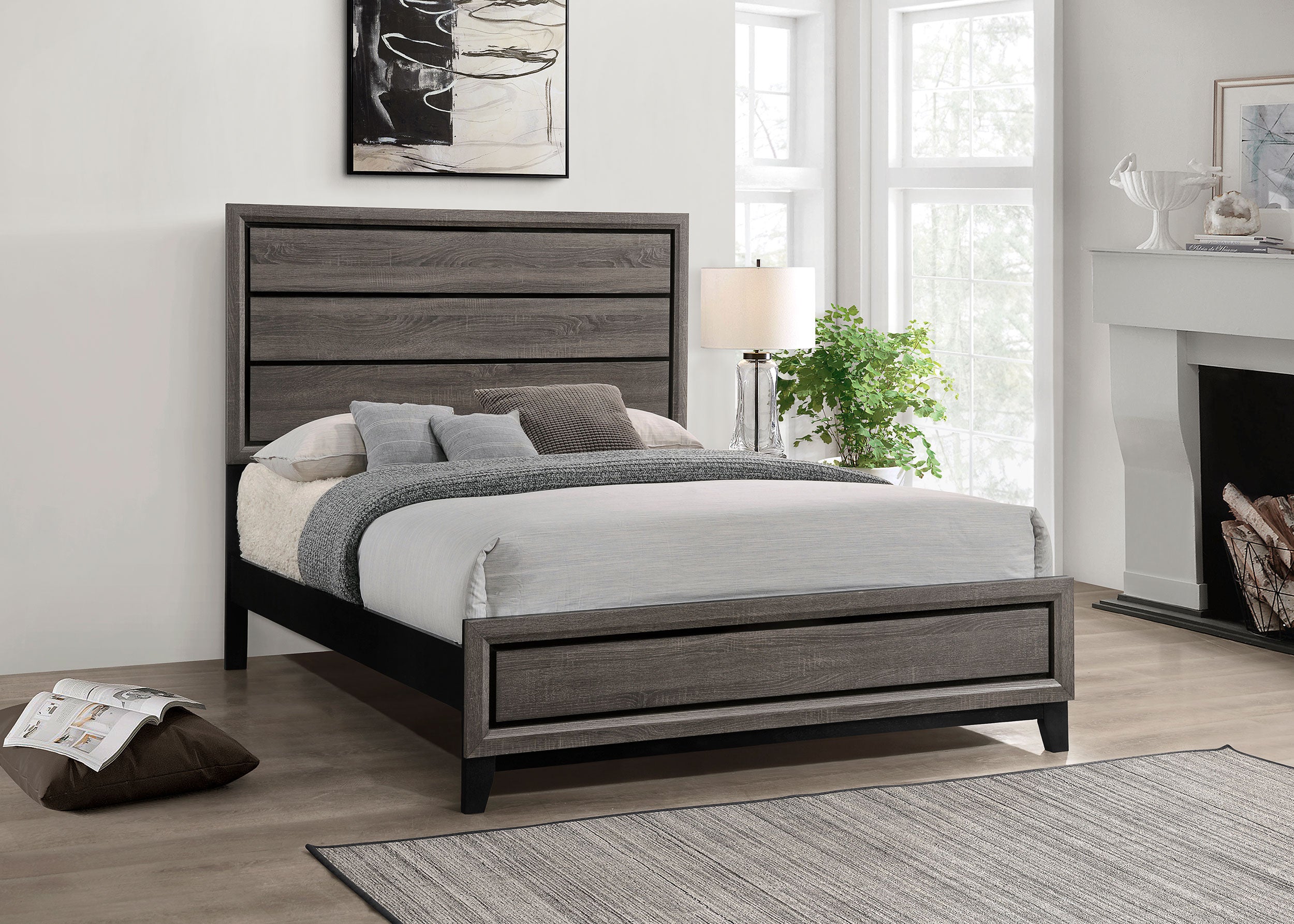 Watson Wood Queen Panel Bed Grey Oak — view 2