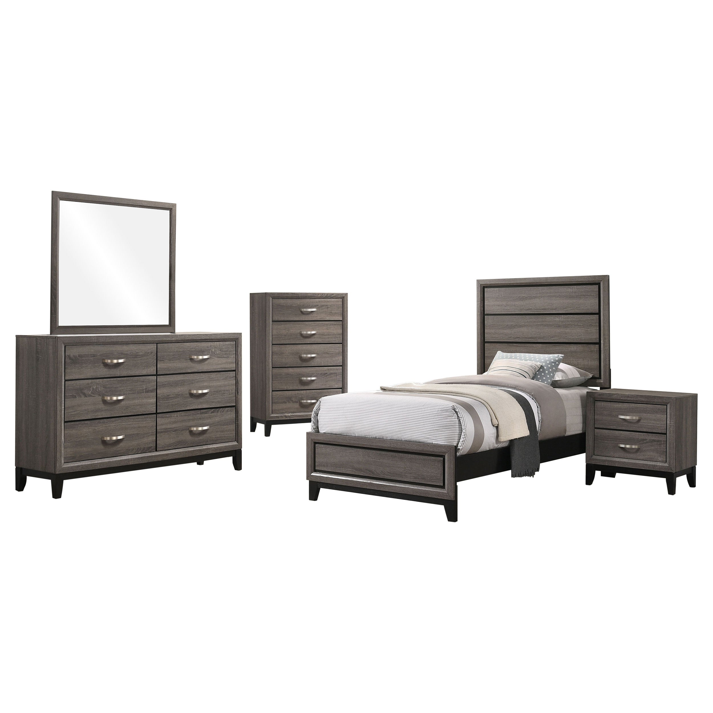 Watson Five-piece Twin Bedroom Set Grey Oak — view 2