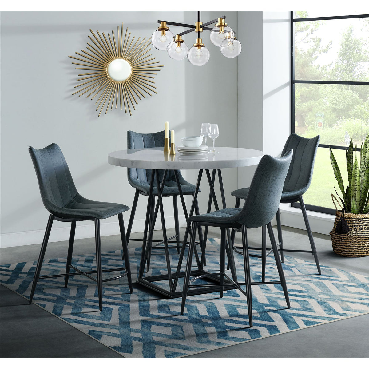 Riko Round Counter Height Dining Table in White by Elements International, view 2
