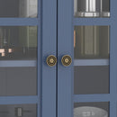 Minimalist Buffet Cabinet With Double Glass Doors And Drawer