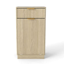 Tilt Out Trash Can Cabinet With Wave Textured Drawer & Pull Out Bin