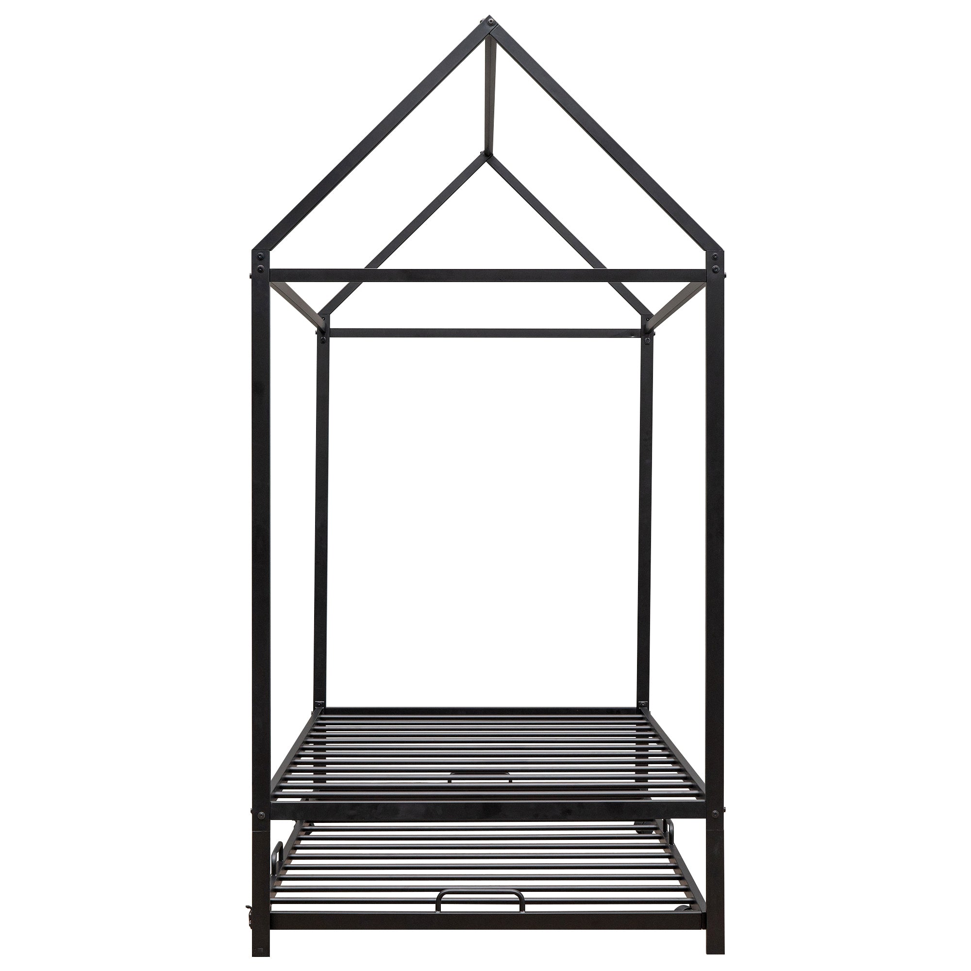 Twin Size Kids House Bed With Trundle, Metal House Bed Black - Atlantic Fine Furniture Melbourne FL