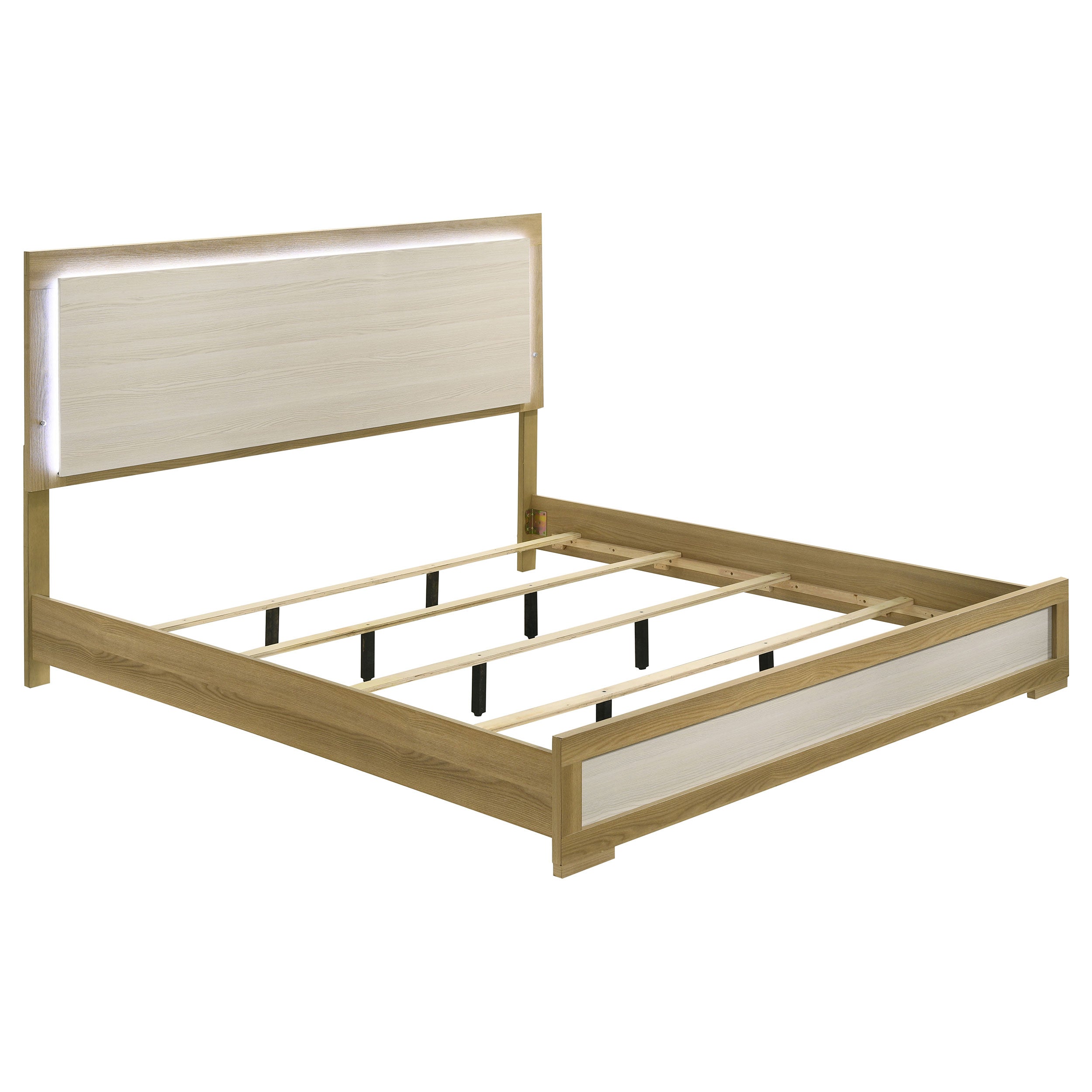 Hyland Eastern King Panel Bed LED Headboard Natural — view 1
