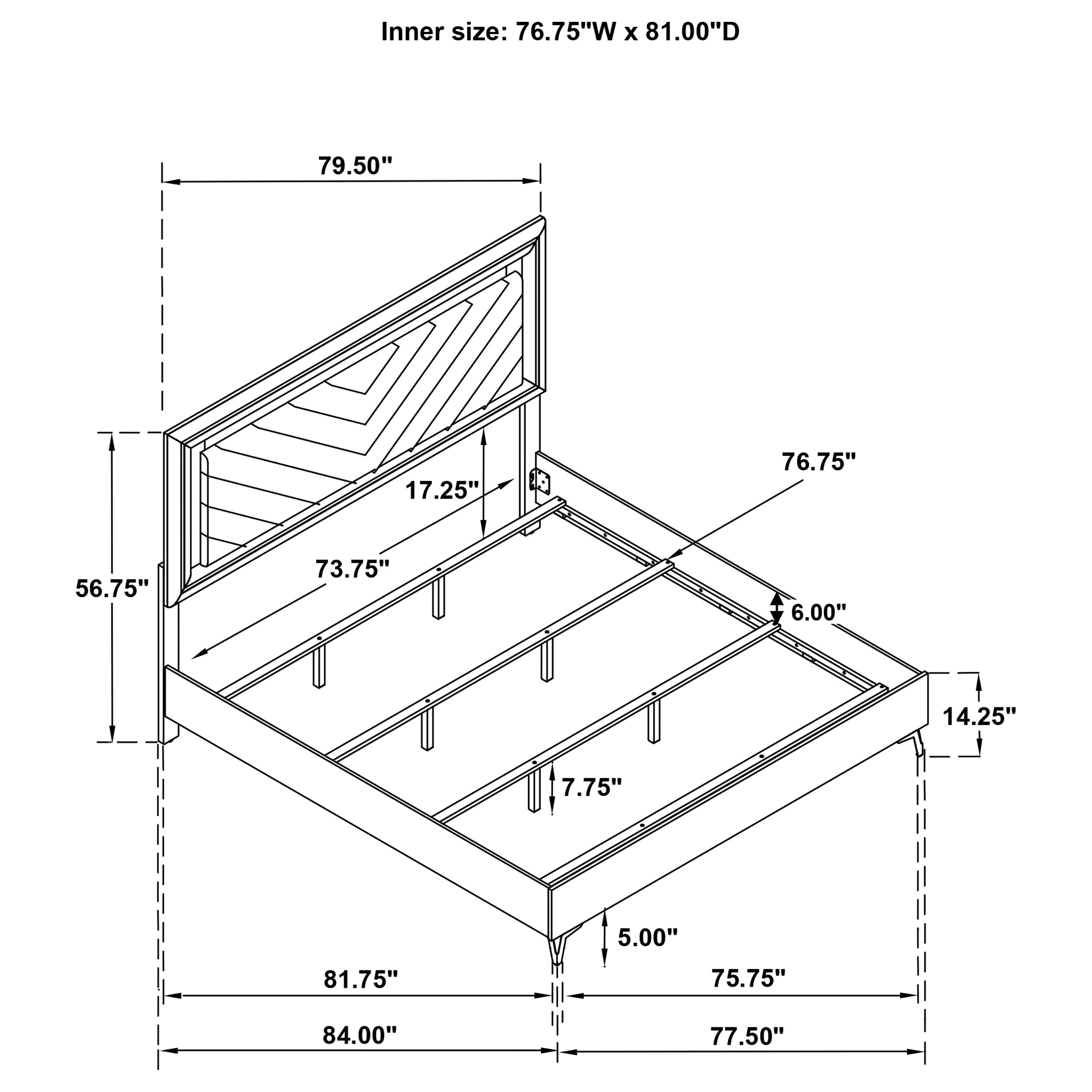 Cassia Eastern King LED Panel Bed White High Gloss — view 11