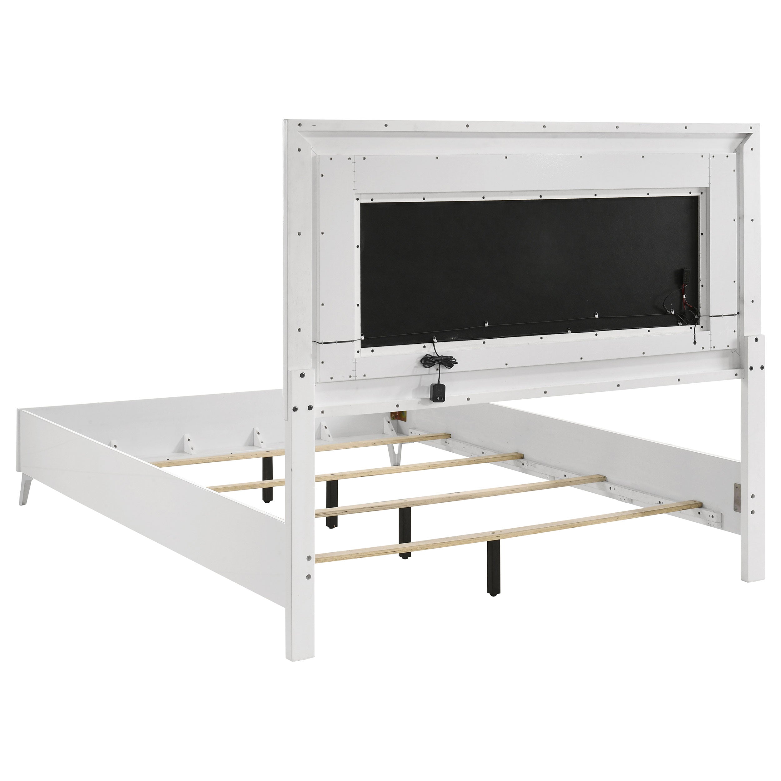 Cassia 4-piece Queen LED Bedroom Set White High Gloss — view 4