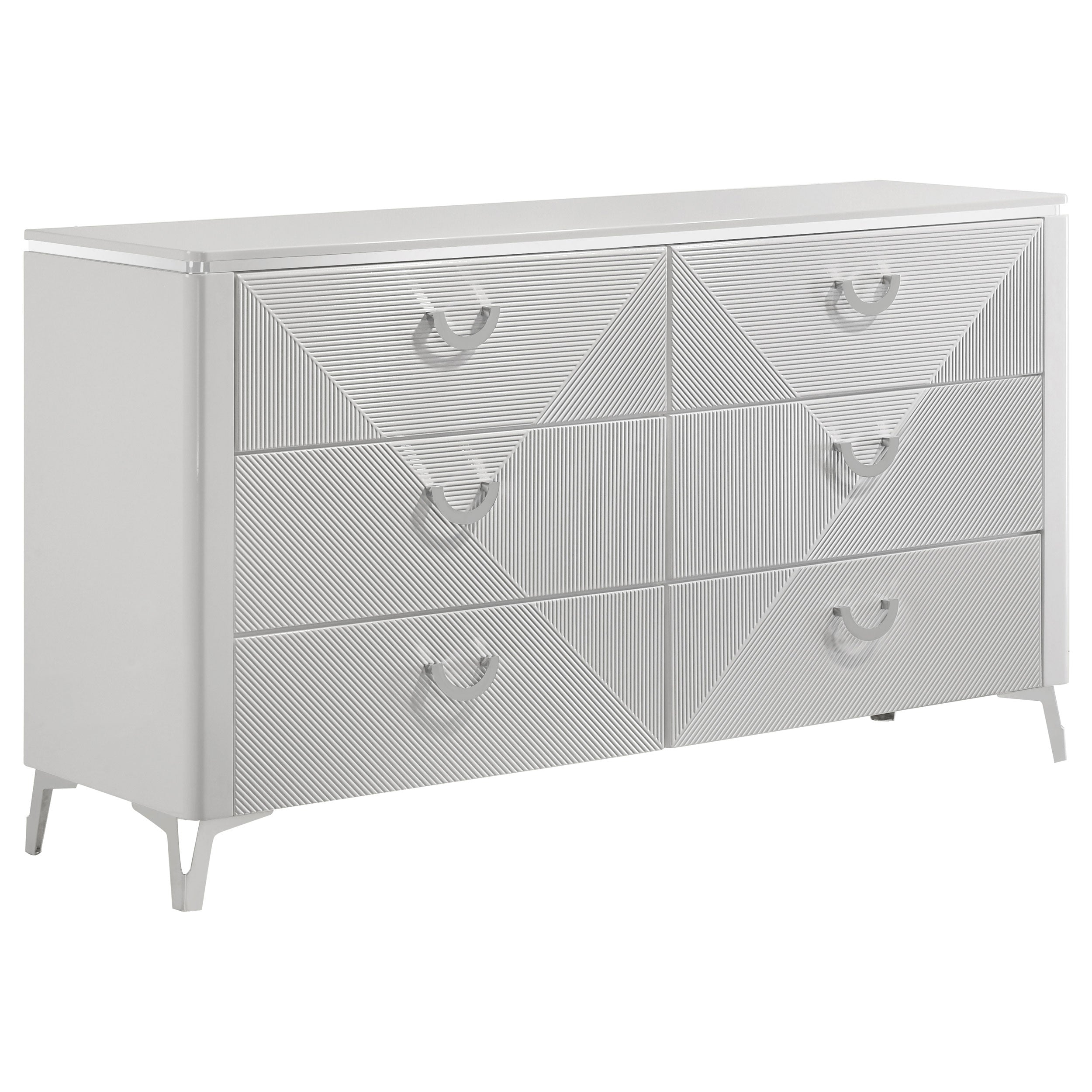 Cassia 4-piece Queen LED Bedroom Set White High Gloss — view 7