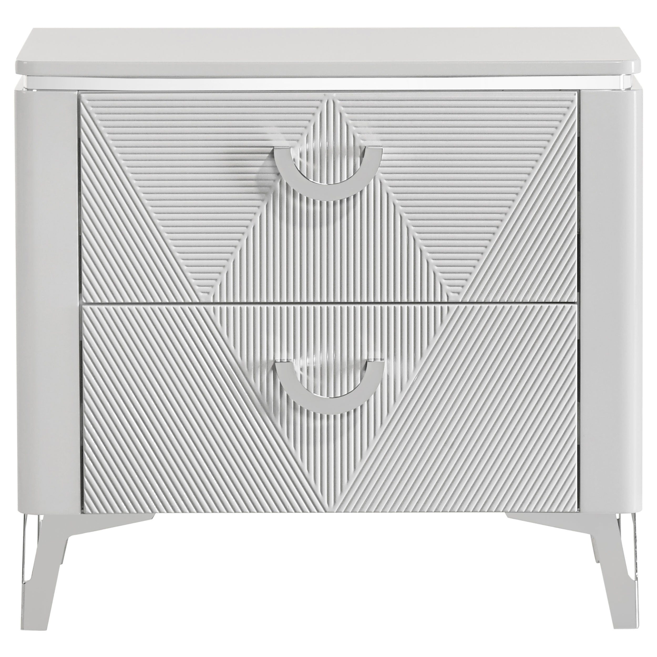 Cassia 2-drawer Nightstand Bedside Table White High Gloss — view 3