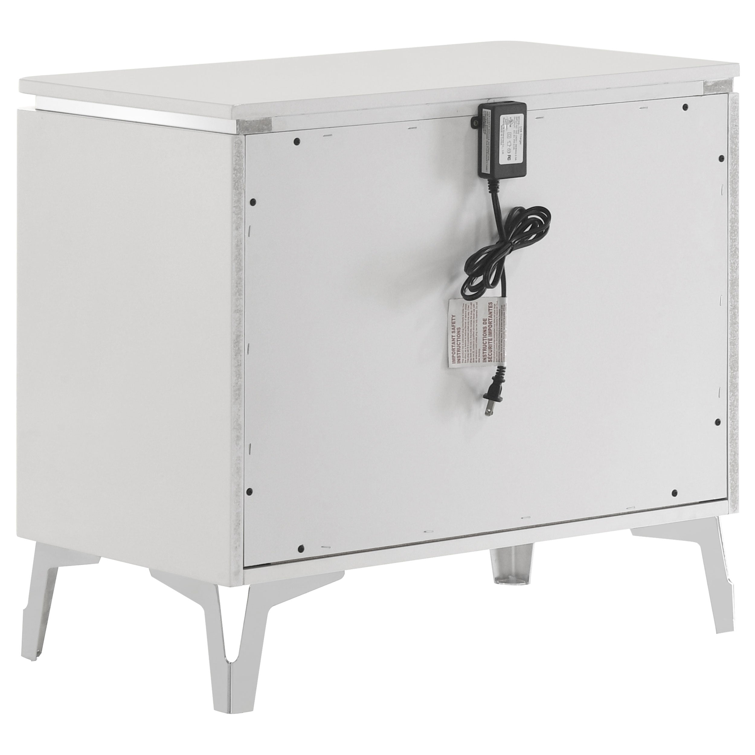 Cassia 2-drawer Nightstand Bedside Table White High Gloss — view 4