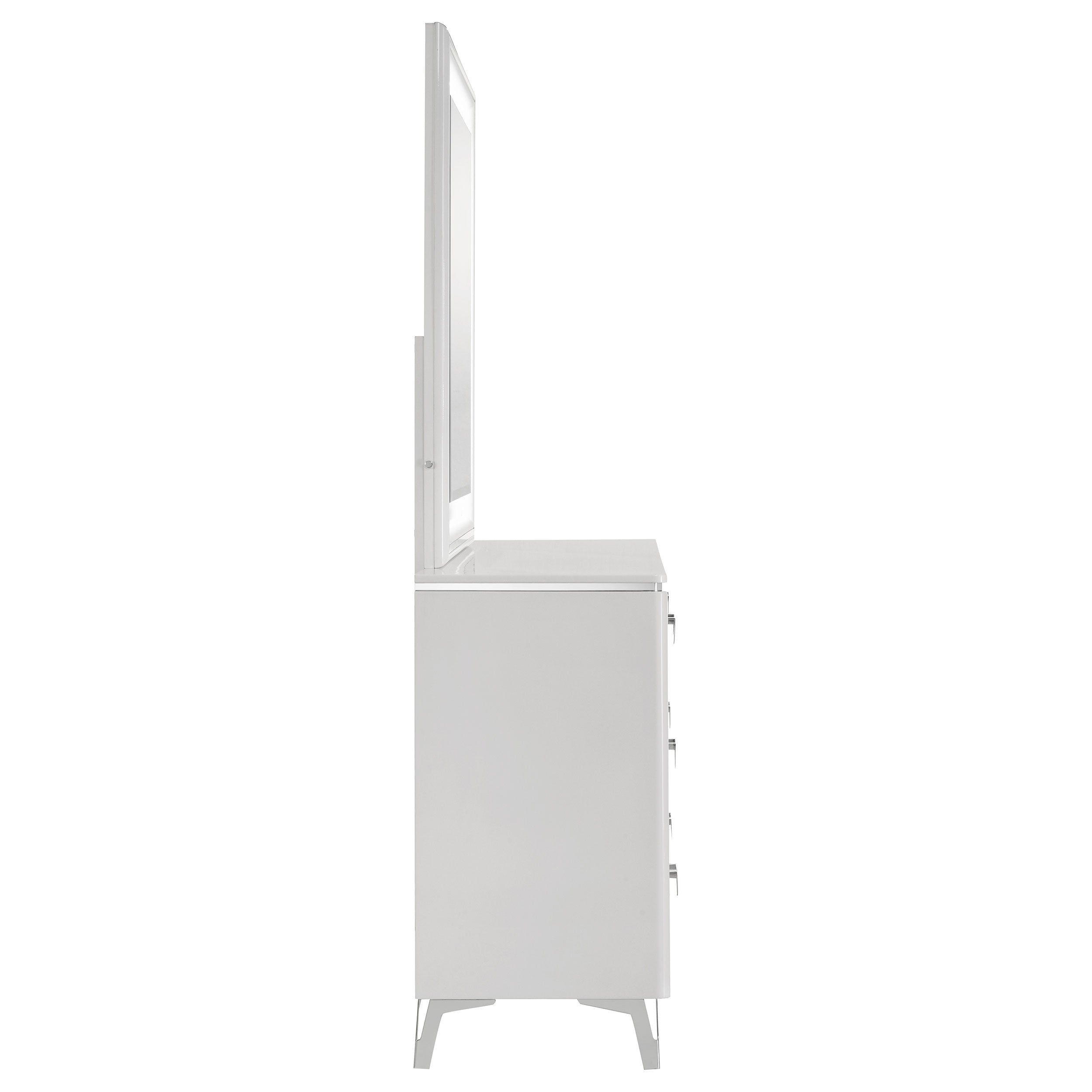 Cassia 6-drawer Dresser Cabinet with Mirror White High Gloss — view 6