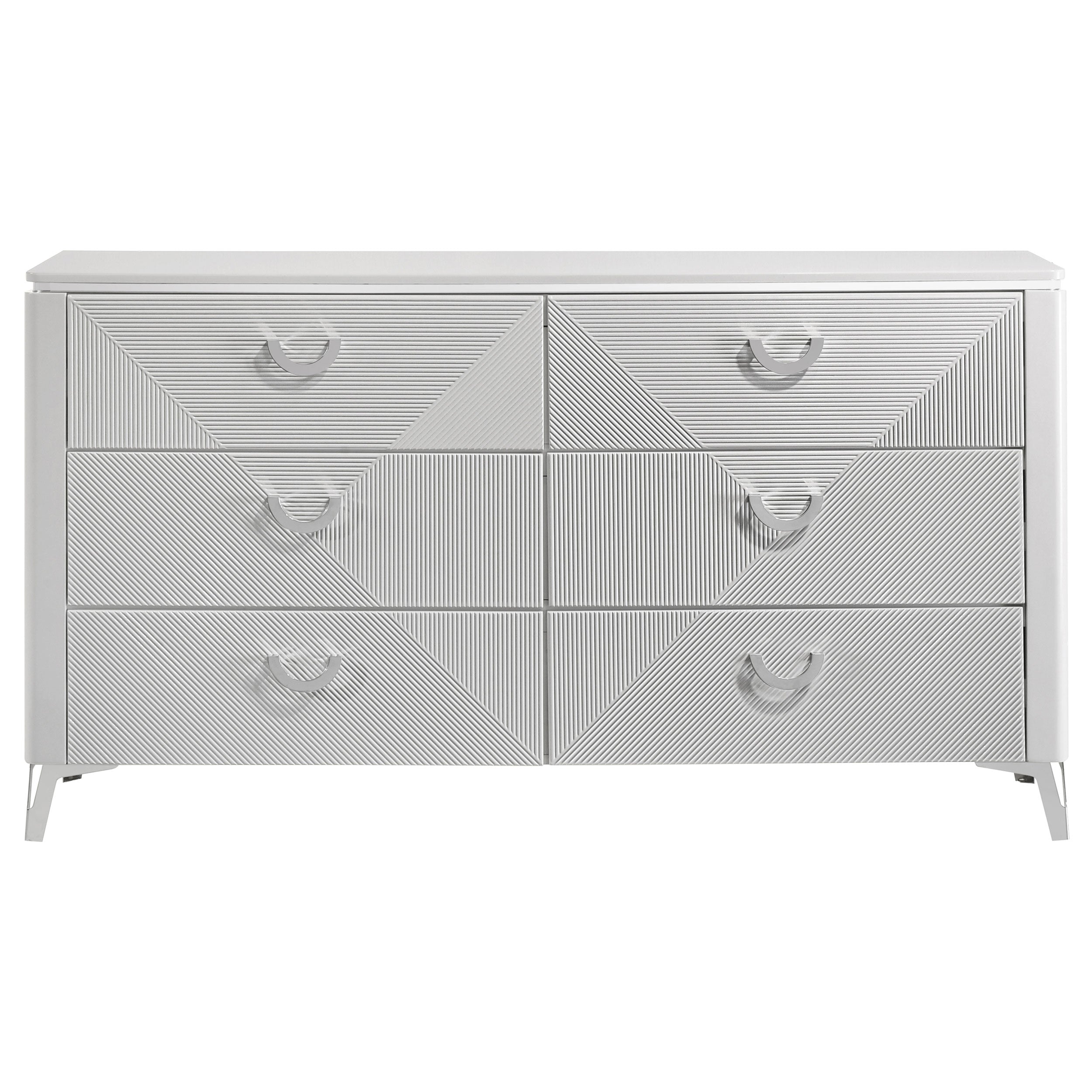 Cassia 6-drawer Bedroom Dresser Cabinet White High Gloss — view 3
