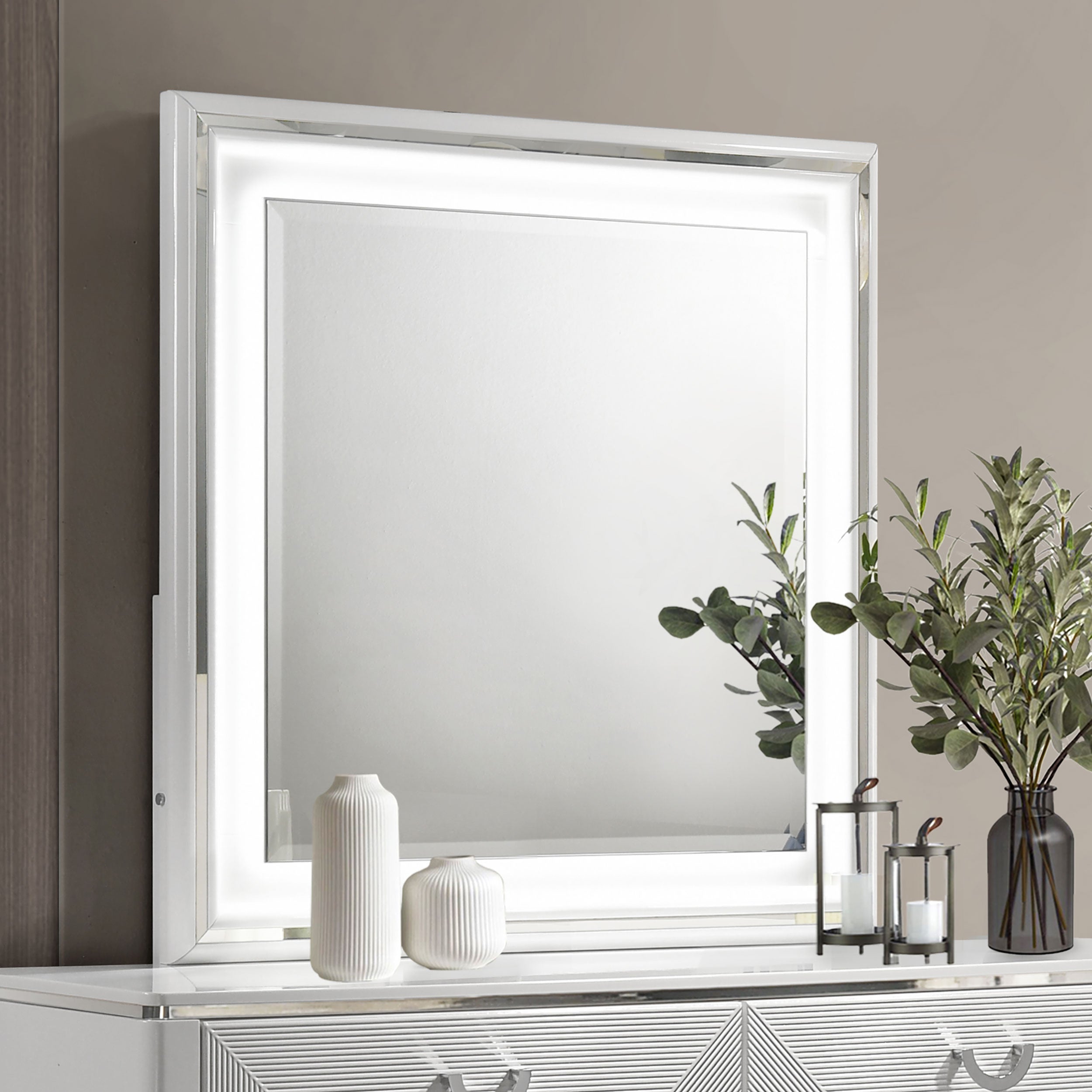 Cassia Dresser Mirror White High Gloss — view 2