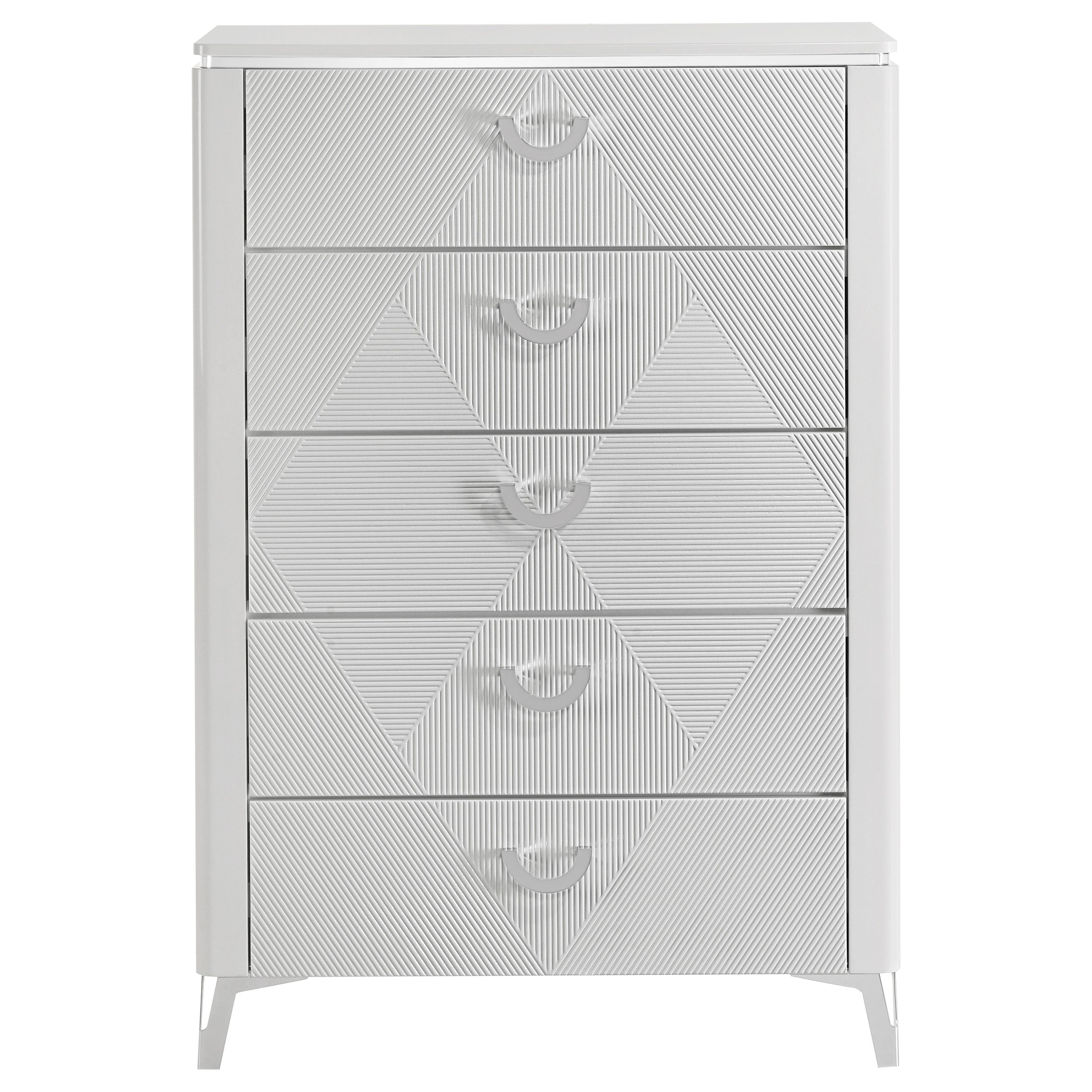 Cassia 5-drawer Bedroom Chest of Drawers White High Gloss — view 3