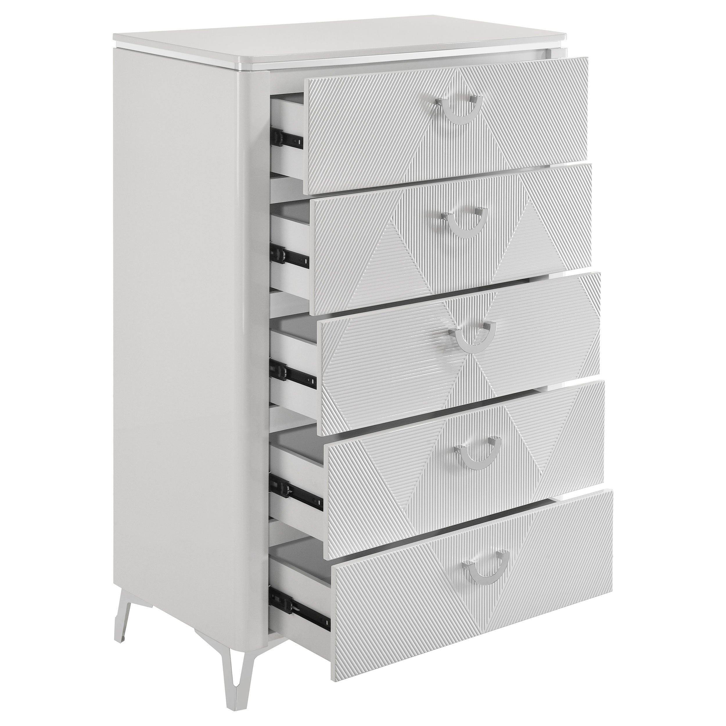 Cassia 5-drawer Bedroom Chest of Drawers White High Gloss — view 7