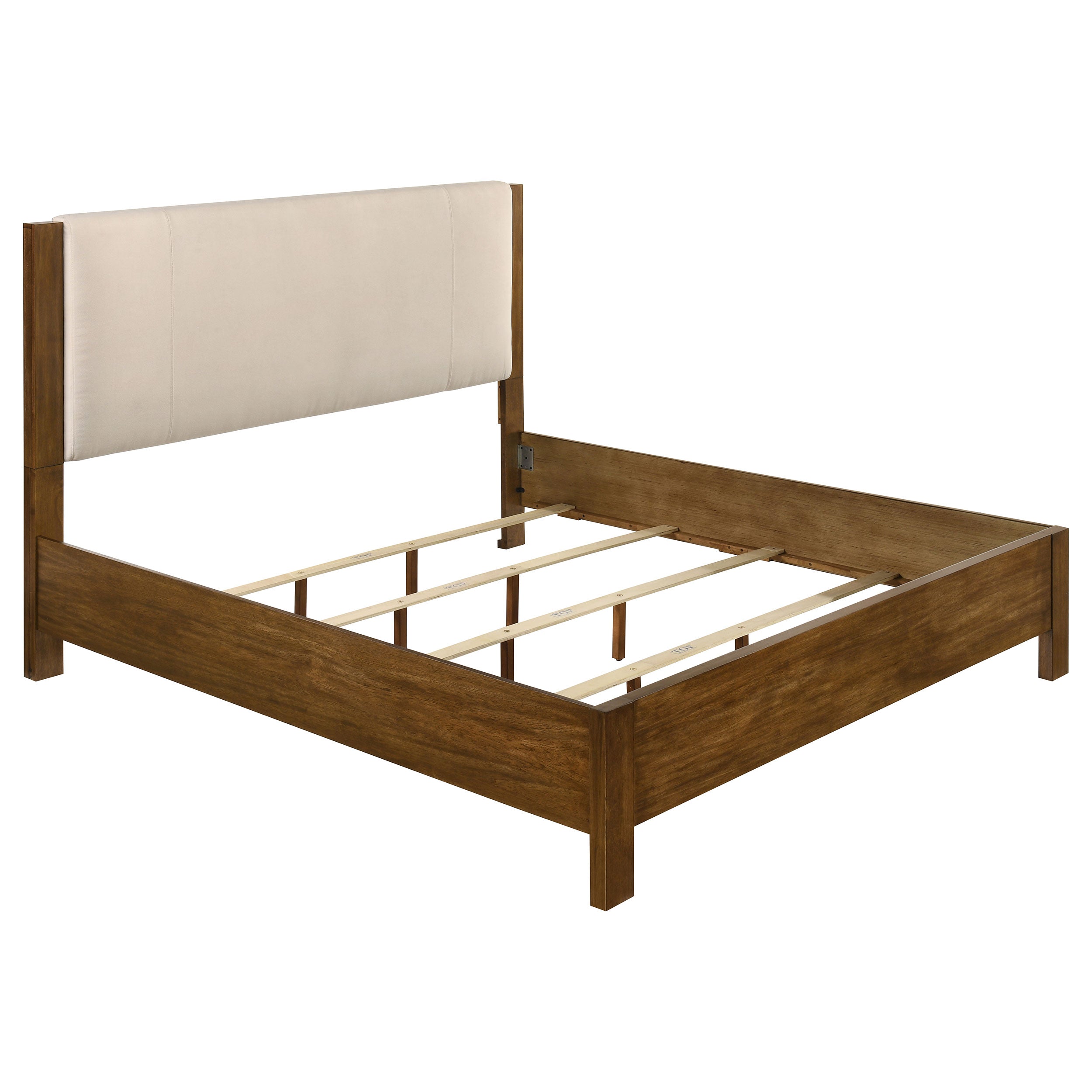 Adderley Eastern King Wood Panel Bed Cream and Warm Brown — view 1
