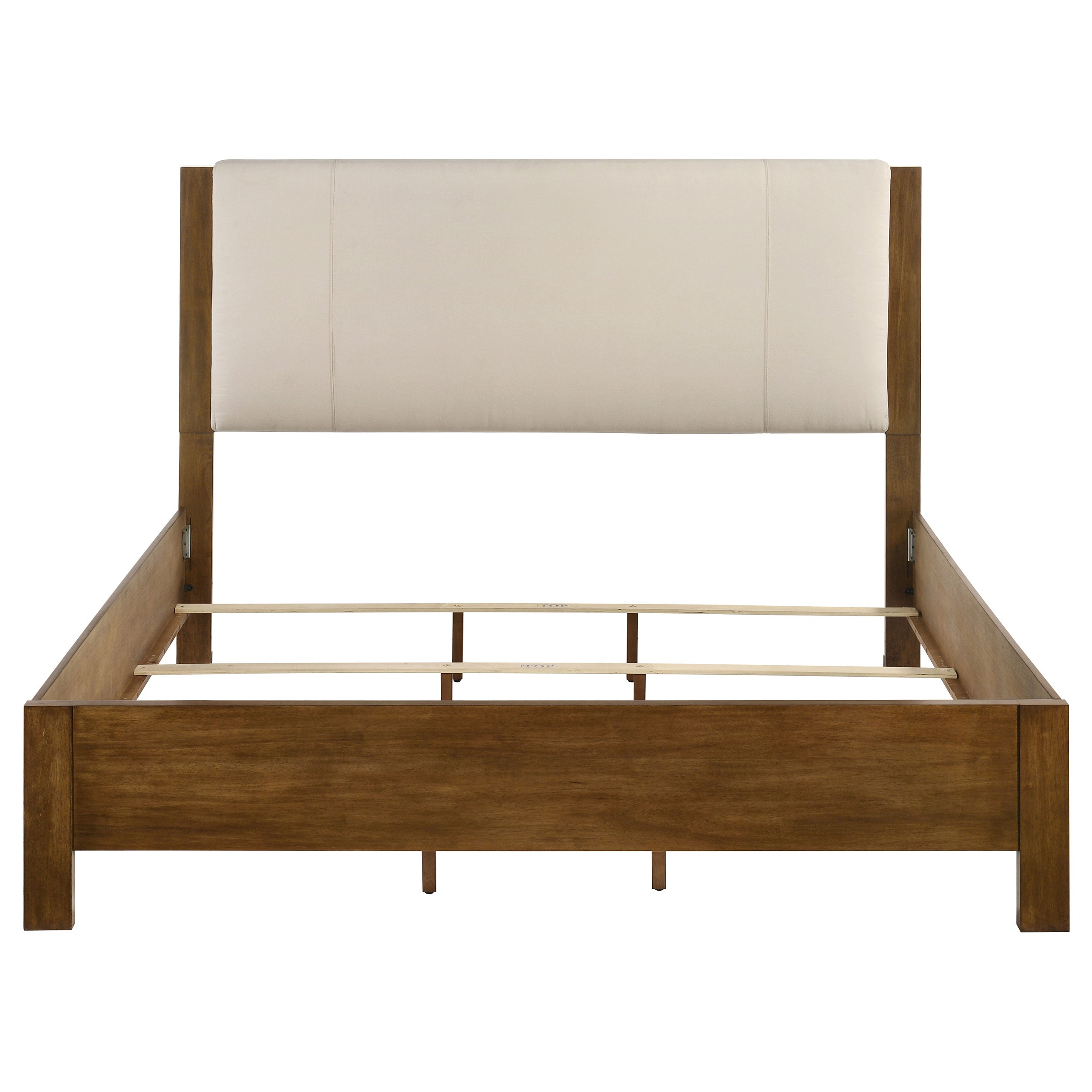 Adderley Eastern King Wood Panel Bed Cream and Warm Brown — view 4