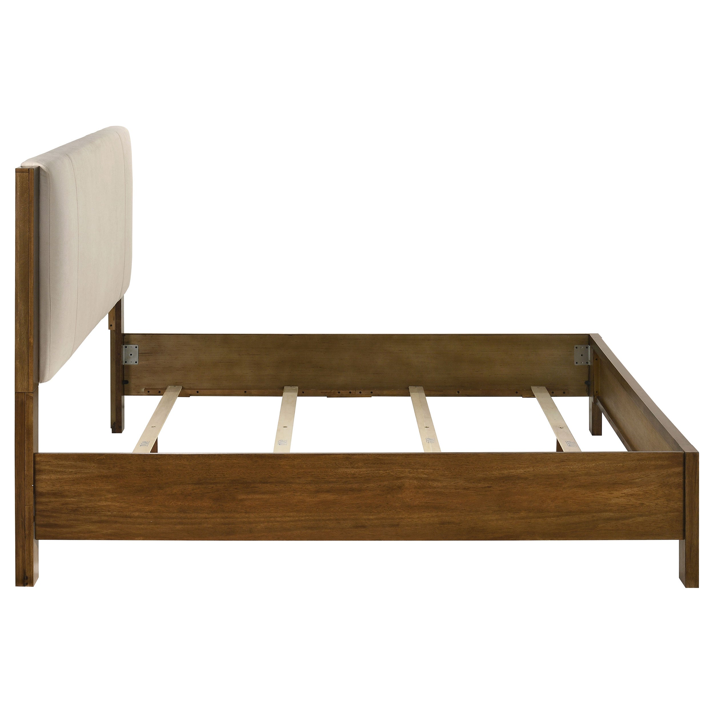 Adderley Eastern King Wood Panel Bed Cream and Warm Brown — view 6