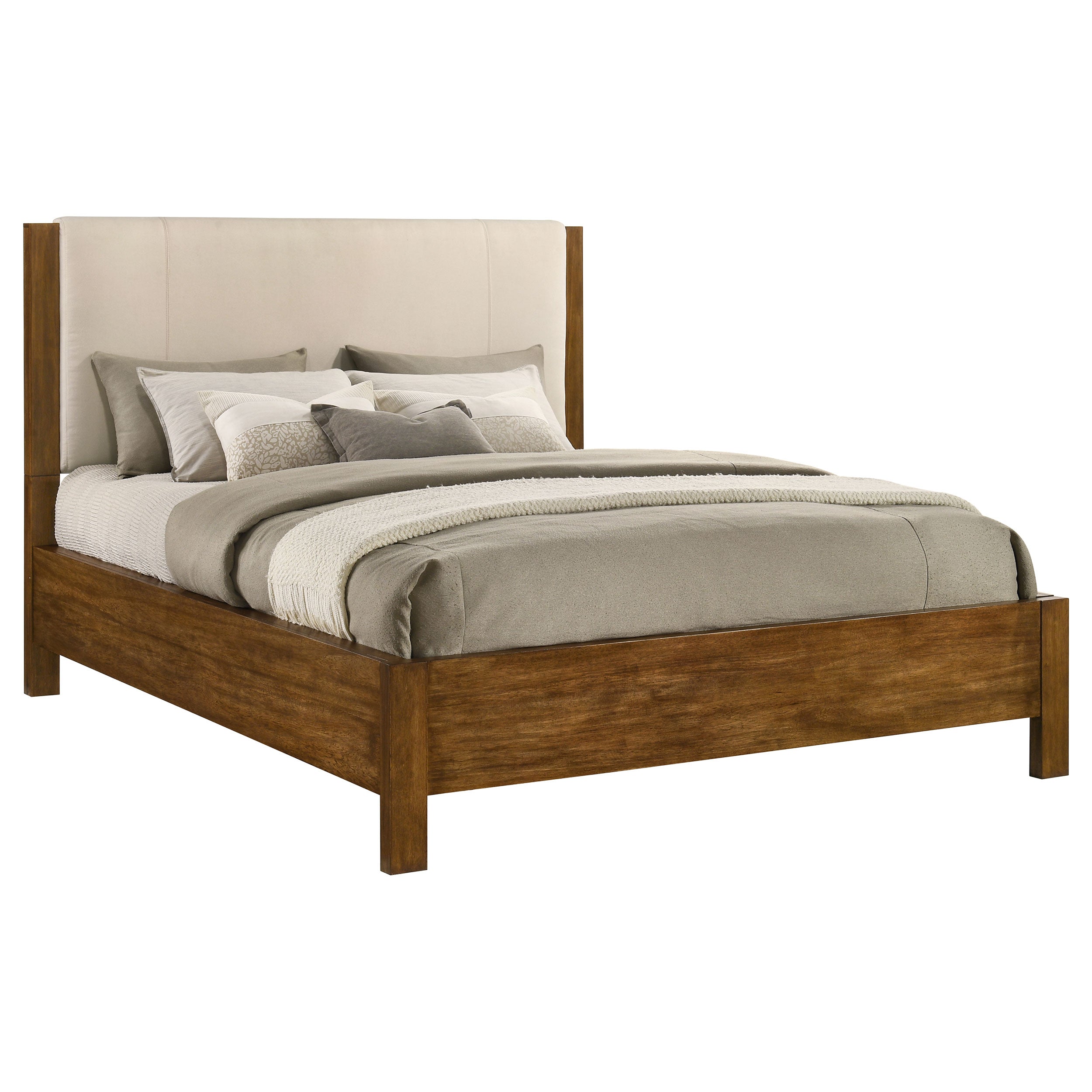Adderley California King Wood Panel Bed Cream and Warm Brown — view 3