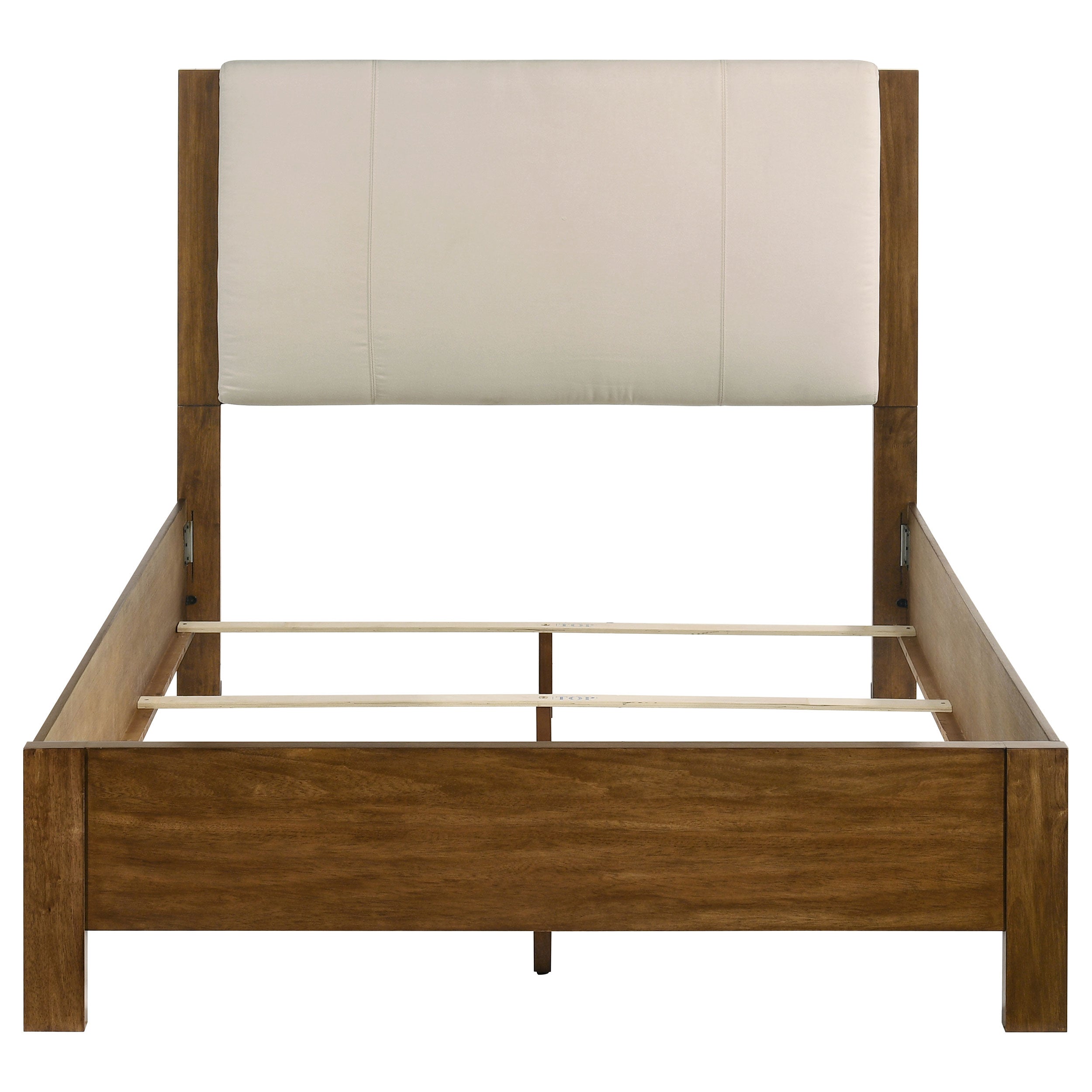 Adderley Queen Wood Panel Bed Cream and Warm Brown — view 4