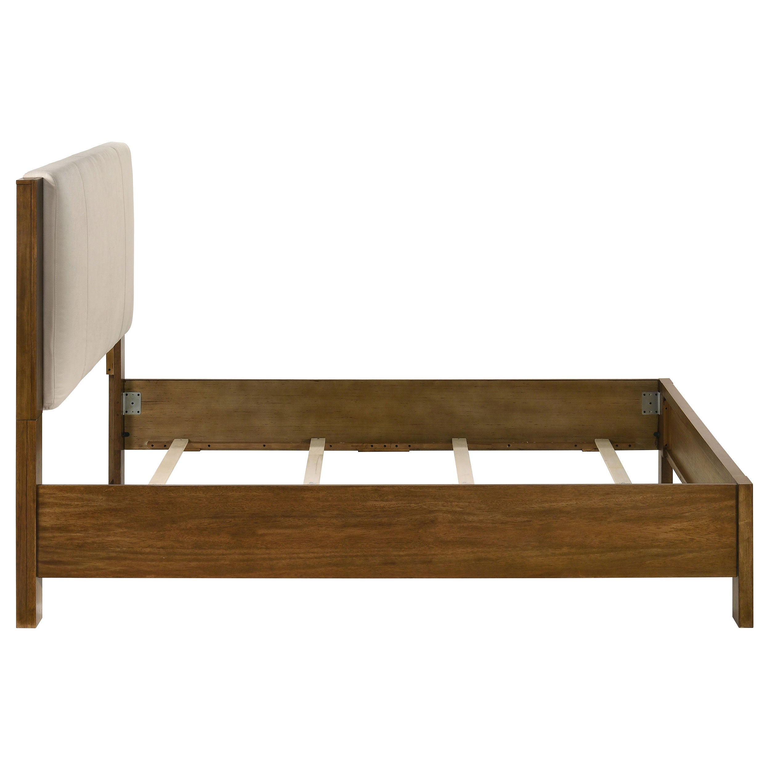 Adderley Queen Wood Panel Bed Cream and Warm Brown — view 6