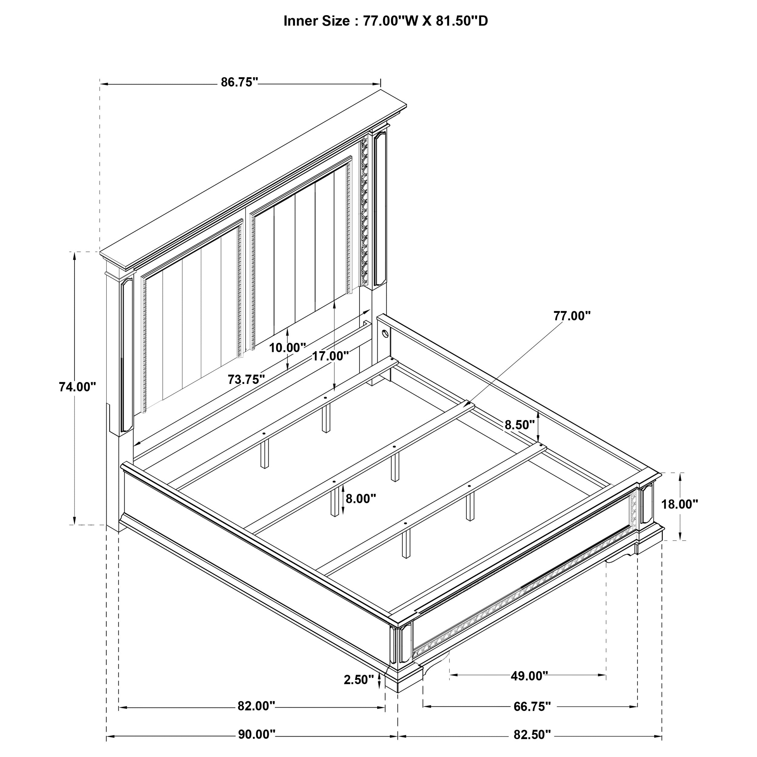 McKinney Eastern King LED Light Panel Bed Vintage White — view 11