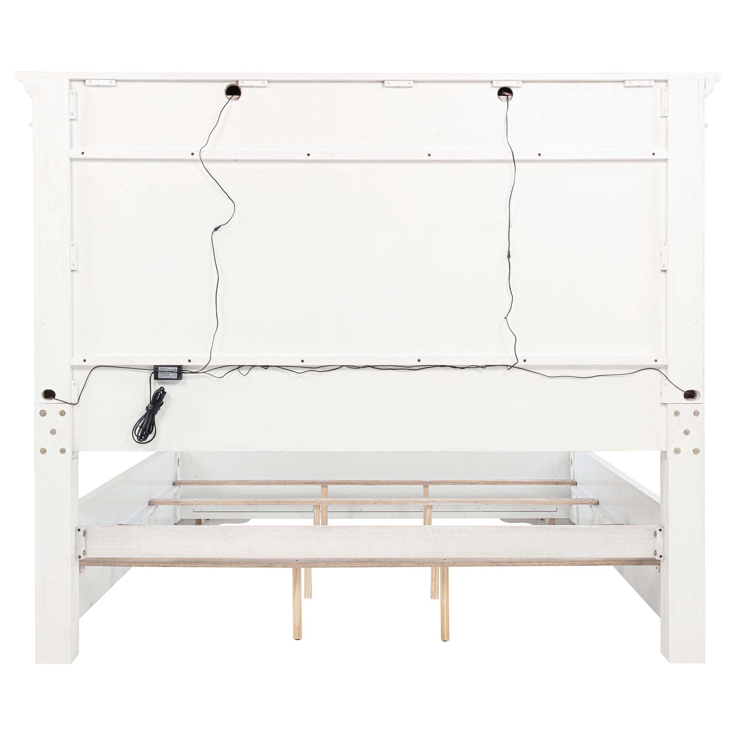 McKinney Queen LED Light Panel Bed Vintage White — view 6