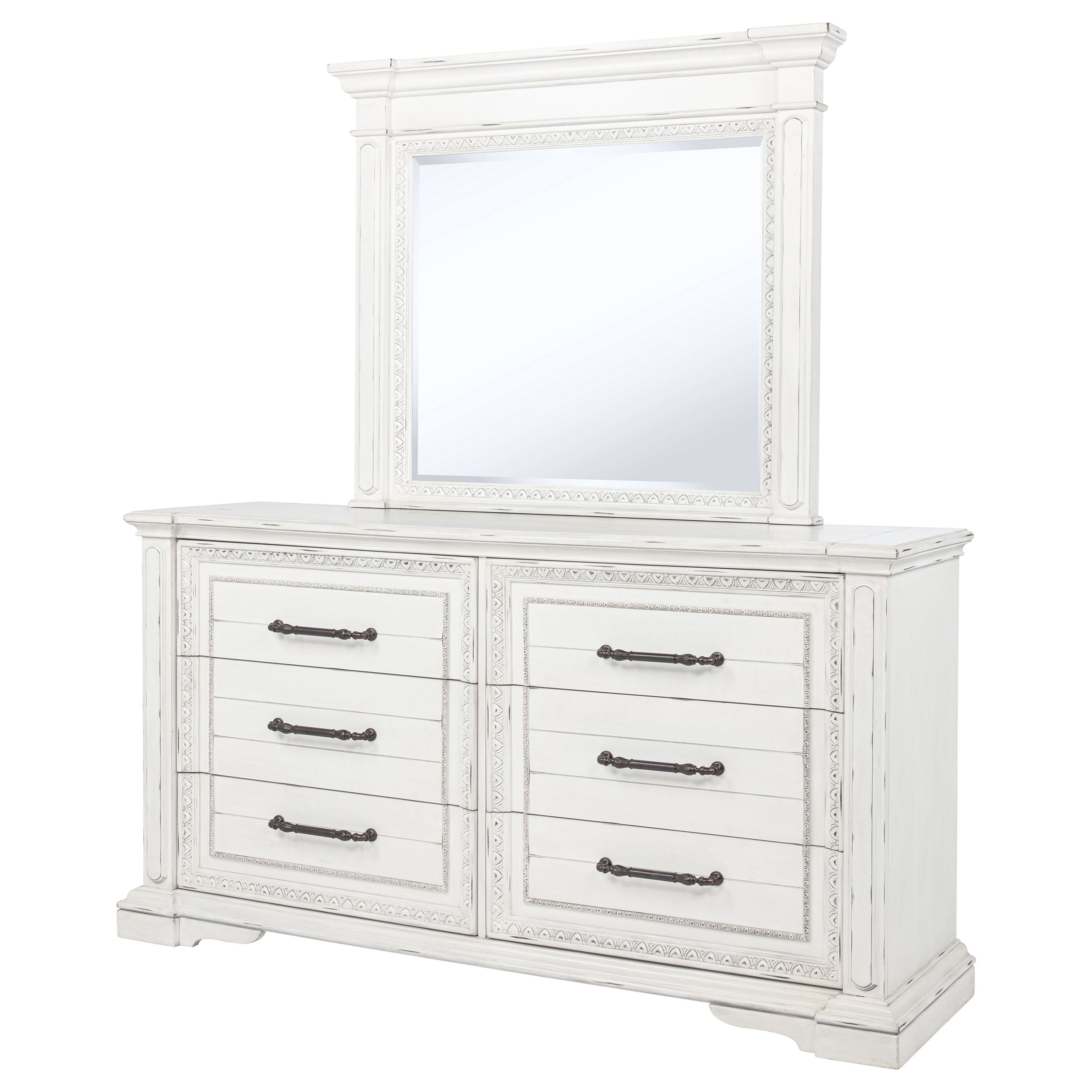McKinney 6-drawer Bedroom Dresser with Mirror Vintage White — view 4