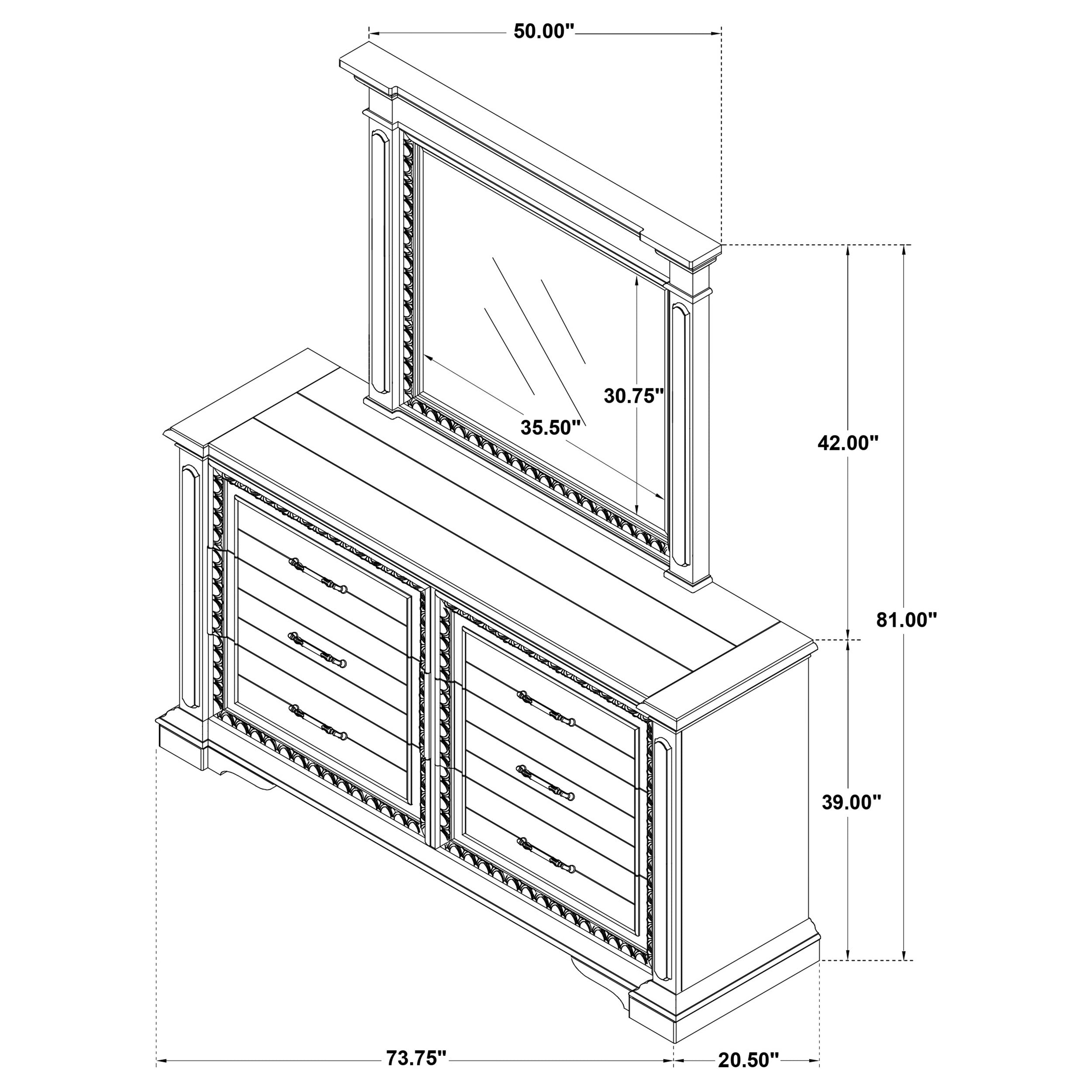 McKinney 6-drawer Bedroom Dresser with Mirror Vintage White — view 14