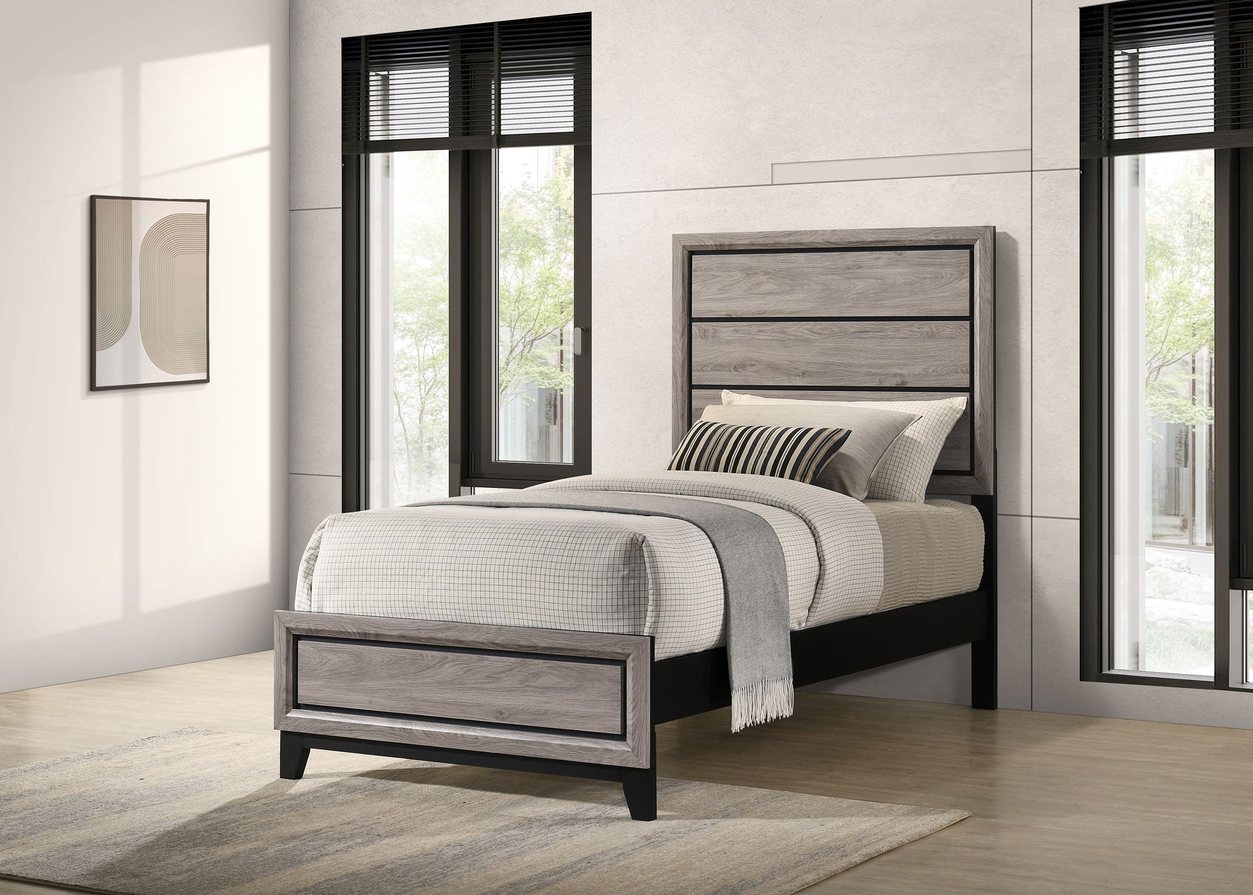 Watson Wood Twin Panel Bed Light Taupe — view 2