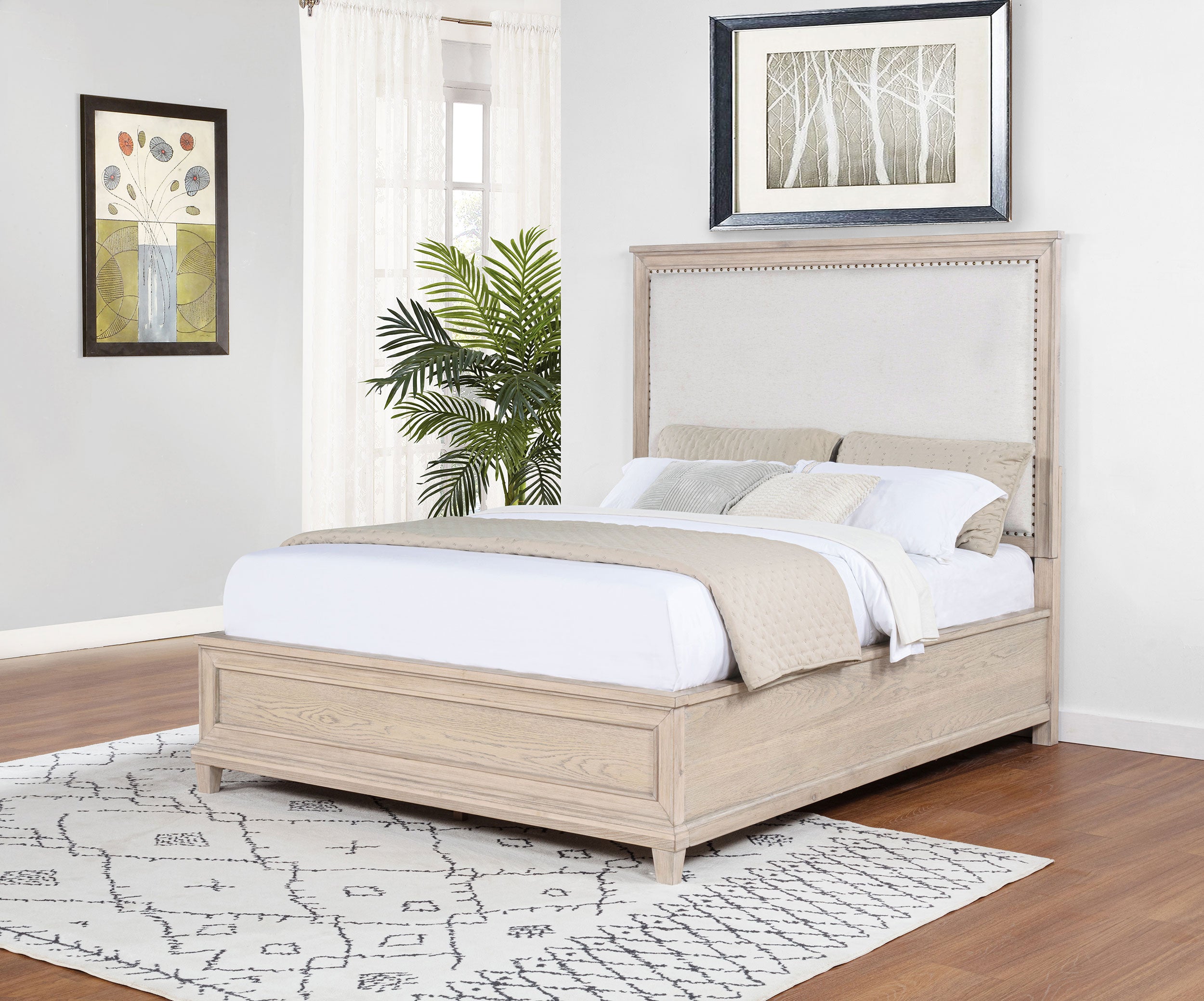 Pembroke 66-inch Queen Panel Bed Washed Oak — view 2
