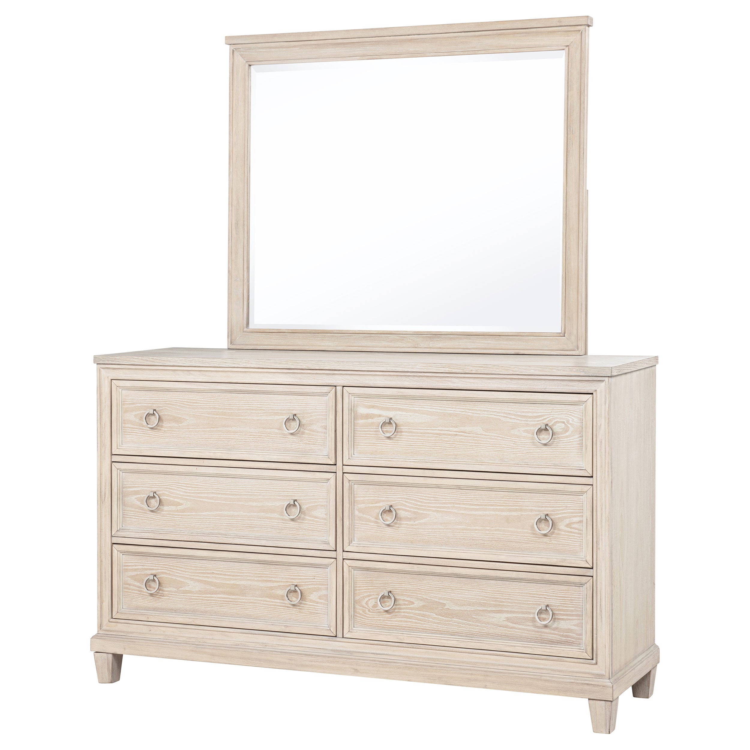 Pembroke 6-drawer Bedroom Dresser with Mirror Washed Oak — view 4