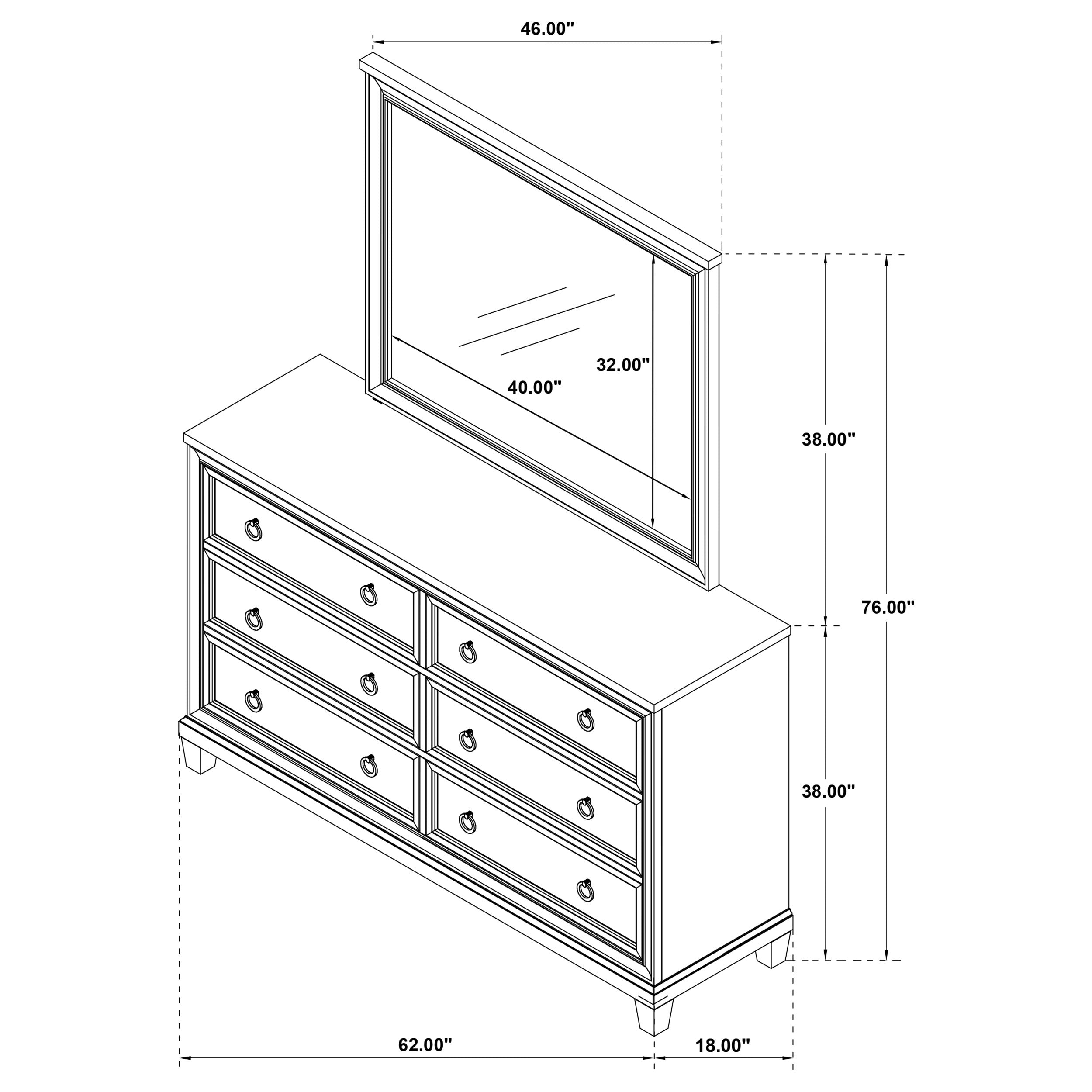Pembroke 6-drawer Bedroom Dresser with Mirror Washed Oak — view 13