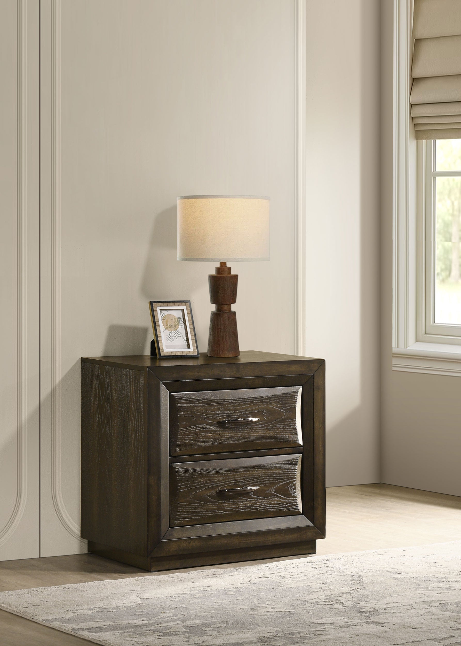 Atlas 2-drawer Bedroom Nightstand Bedside Table Dark Oak — view 2
