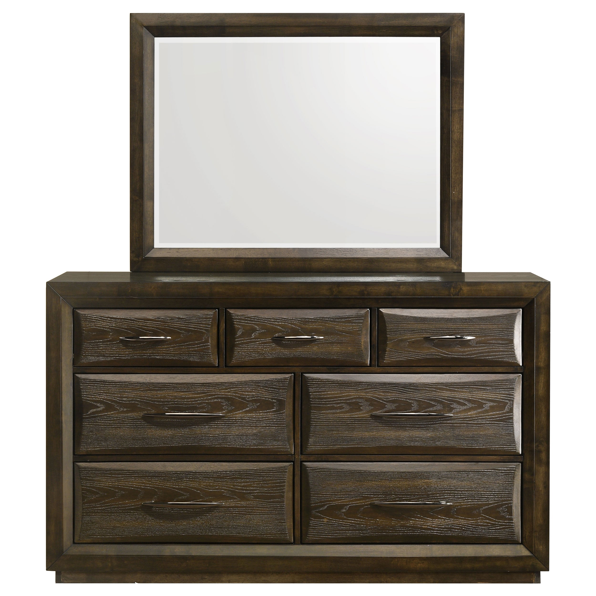 Atlas 7-drawer Bedroom Dresser and Mirror Set Dark Oak — view 3