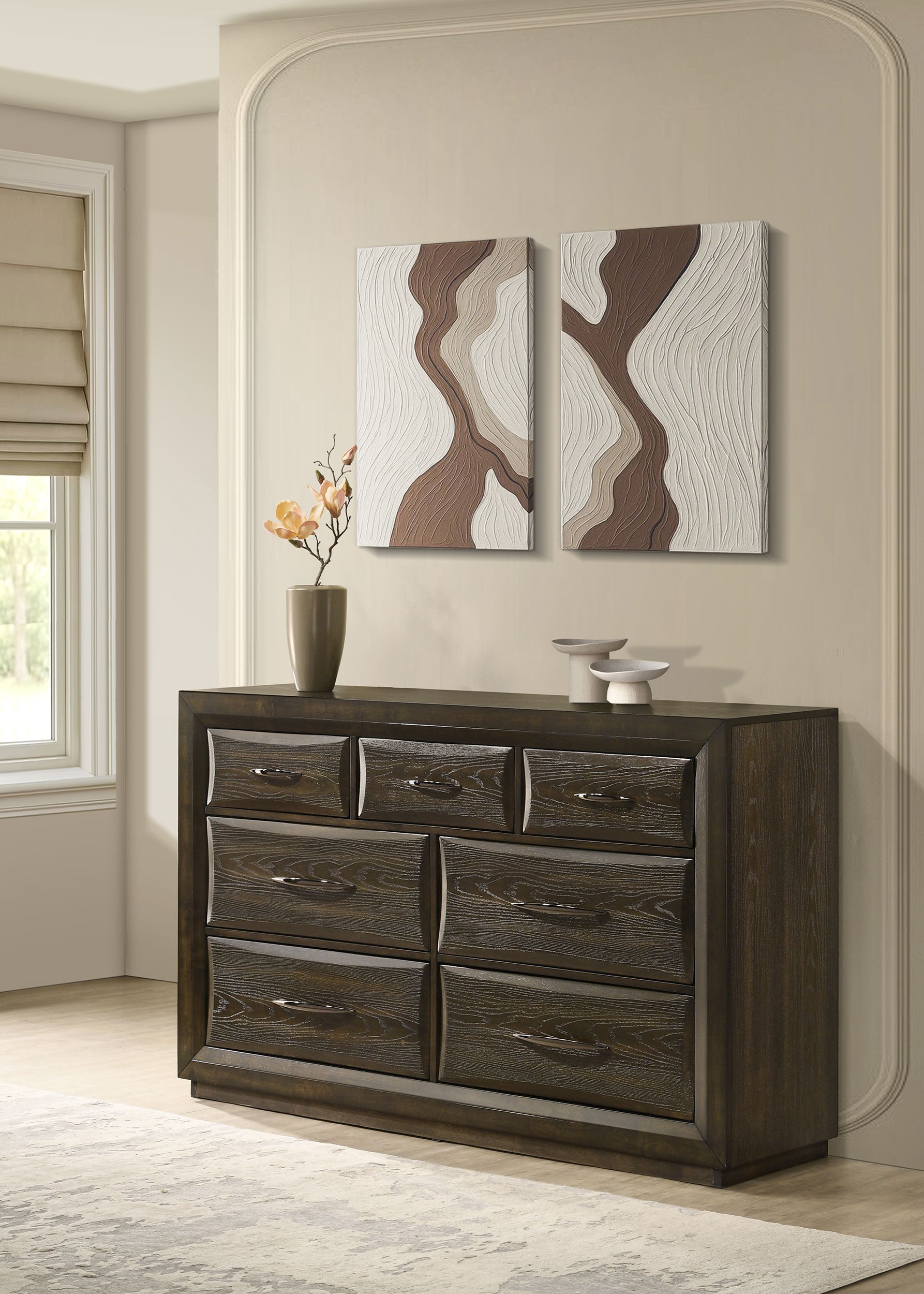 Atlas 7-drawer Bedroom Dresser Cabinet Dark Oak — view 2