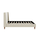 Modern Velvet Upholstered Platform Bed With Wingback Headboard