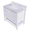 37" Bathroom Vanity With Artificial Marble Carrara Top, Multi Functional Cabinet With Doors And Drawer - White