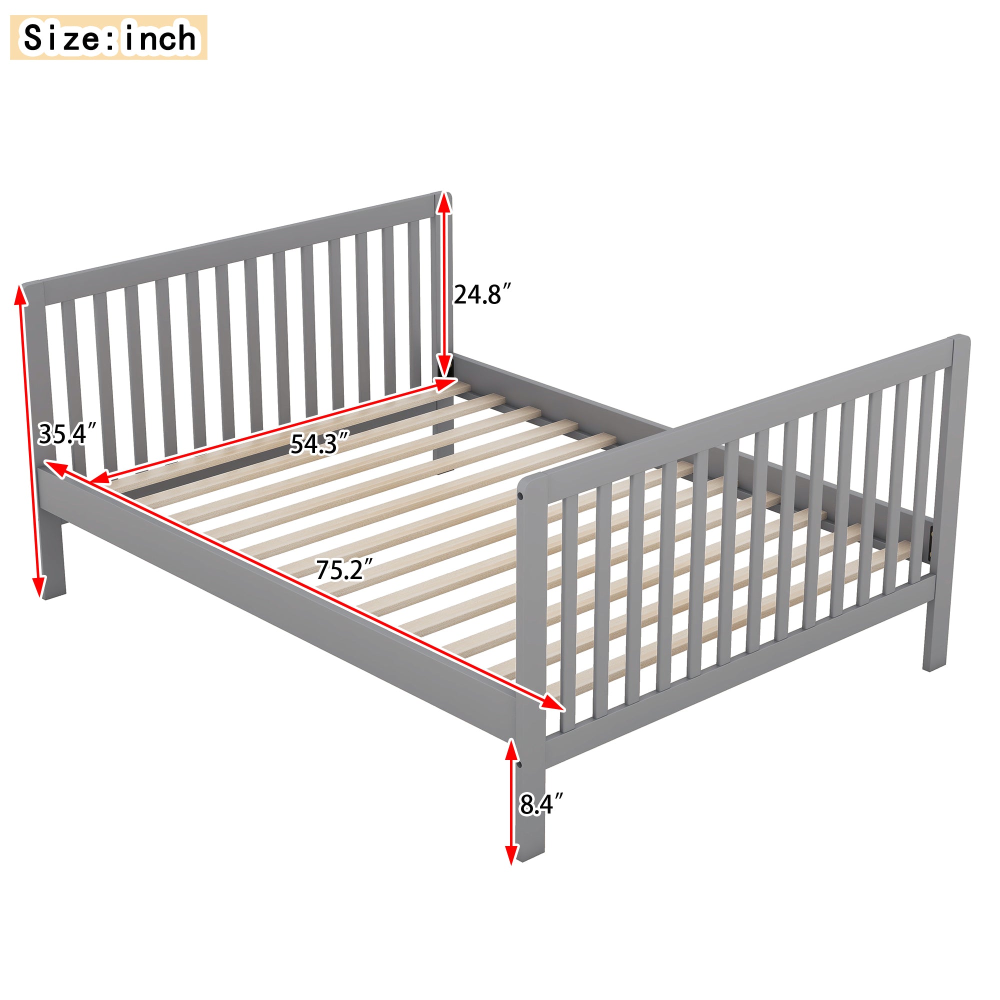 Convertible Crib/Full Size Bed with Changing Table, Gray - Atlantic Fine Furniture Melbourne FL