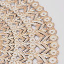 Floral Hand Carved Mandala Round Wall Decor - Brown / Antique White