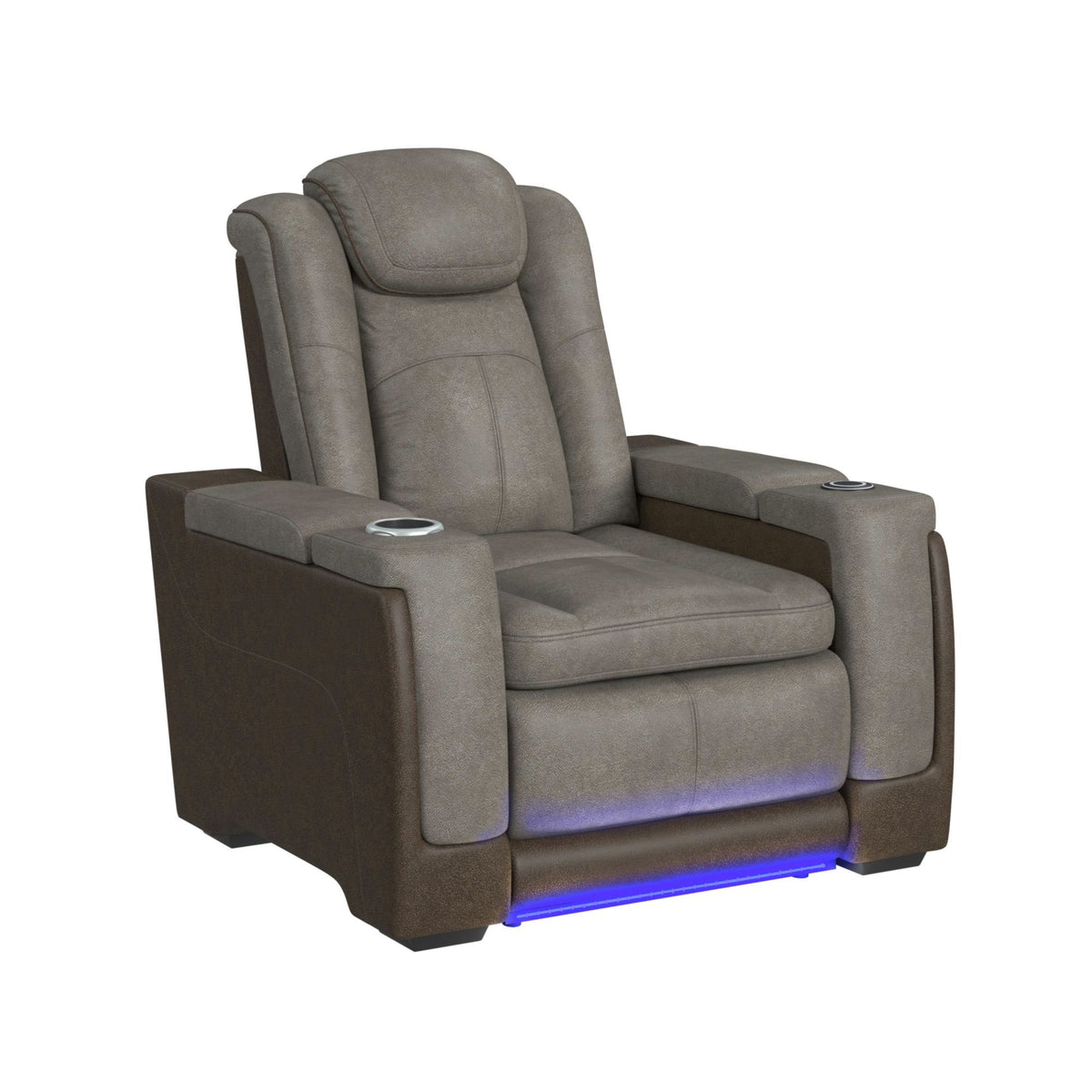Lantana Power Motion Recliner With Power Headrest, LED , Wireless Charger And Cup Holder in Gray by Elements International, view 3