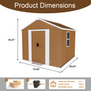 Heavy Duty Metal Storage Shed With Windows, Lockable Door & Ventilation, Weatherproof Outdoor Garden Shed For Backyard, Brown Iron 6X4 Ft