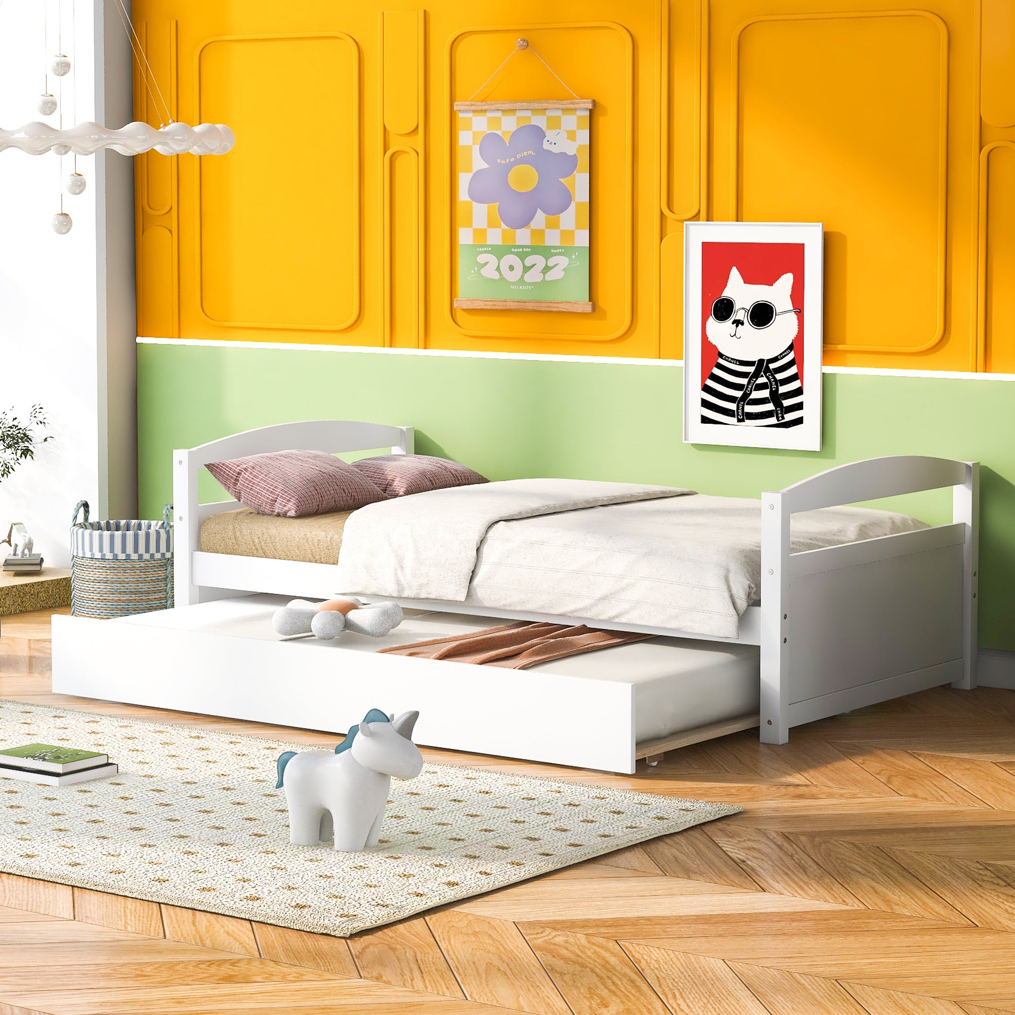 Twin Size Daybed with Trundle, White - Atlantic Fine Furniture Melbourne FL