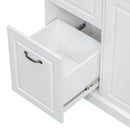 Bathroom Storage Cabinet With Tilt Out Hamper, Tall Free Standing Organizer With Drawers & Adjustable Shelves, Linen Tower With Steel Handles - White