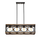 Kitchen Island Lights Ceiling Light Farmhouse Dining Room Light Fixture, Wood And Metal Rectangular Ceiling Light, Ceiling Lighting For Living Room, Conference Room, Home Office